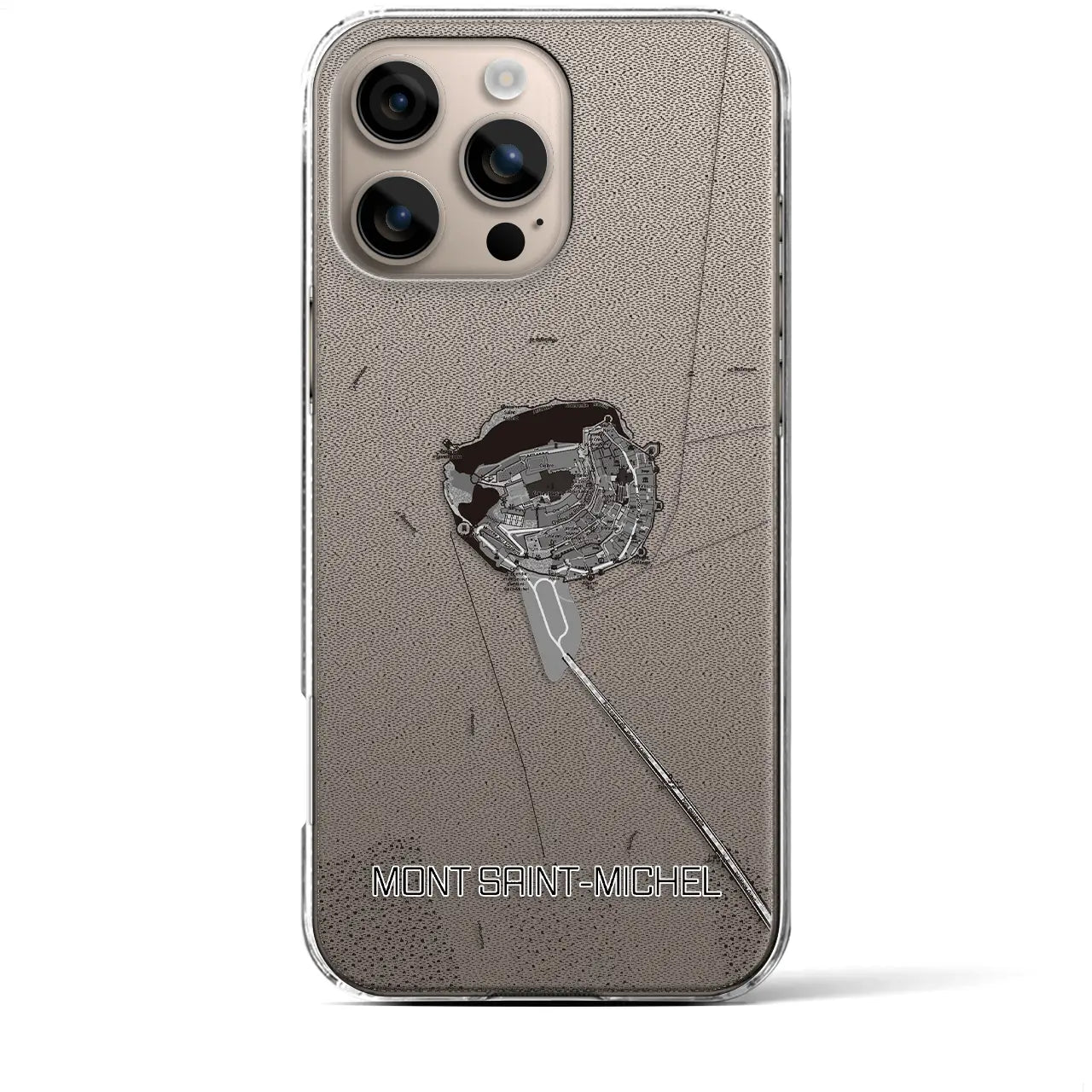 【モン・サン=ミシェル(フランス)】地図柄iPhoneケース(クリアタイプ)