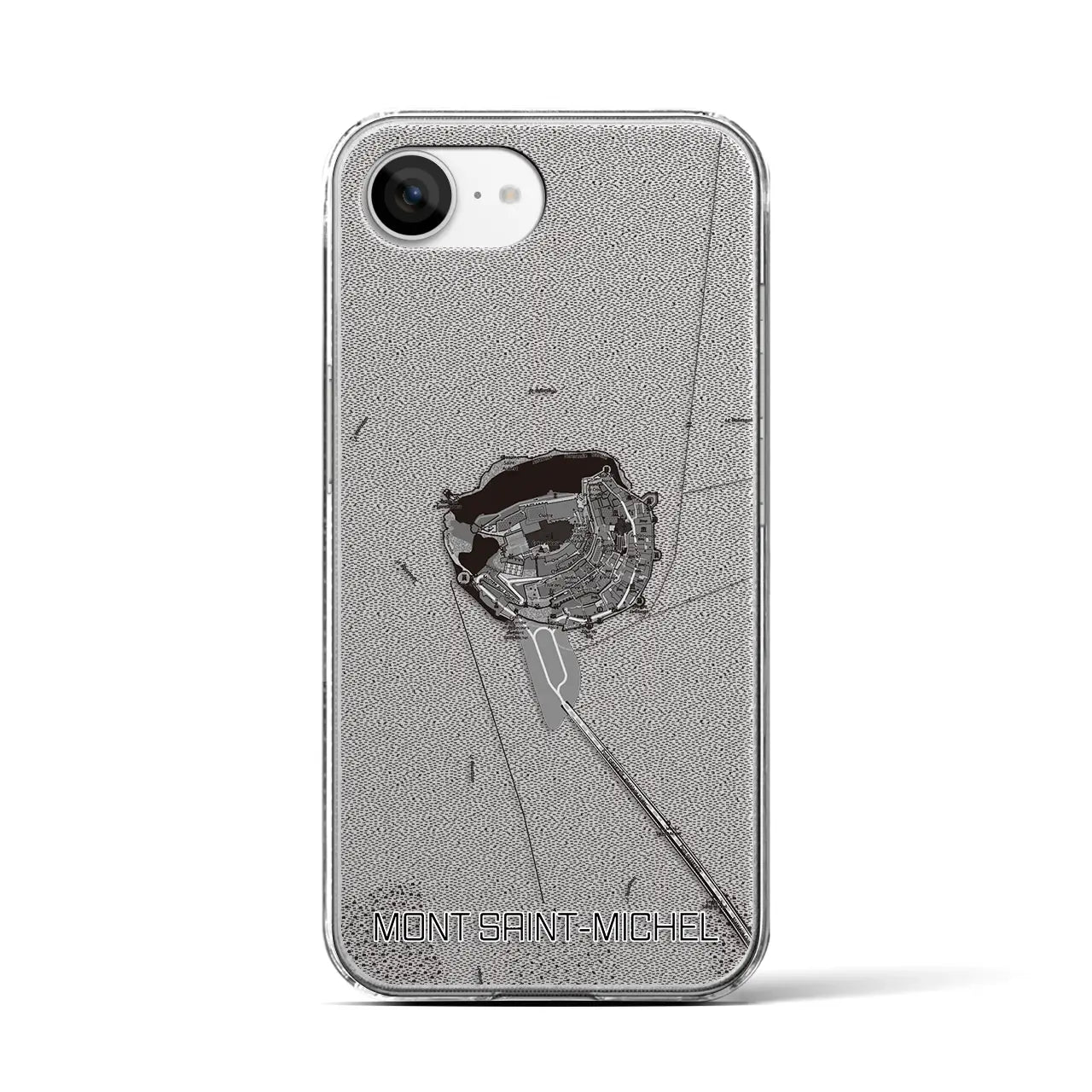 【モン・サン=ミシェル(フランス)】地図柄iPhoneケース(クリアタイプ)