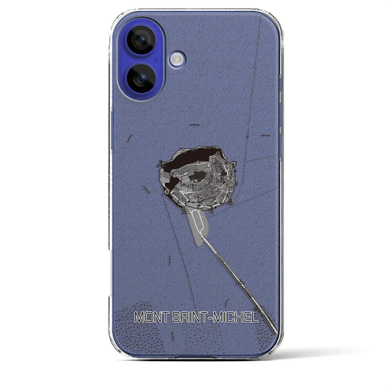 【モン・サン=ミシェル(フランス)】地図柄iPhoneケース(クリアタイプ)モノトーン・iPhone 16 Pro Max 用