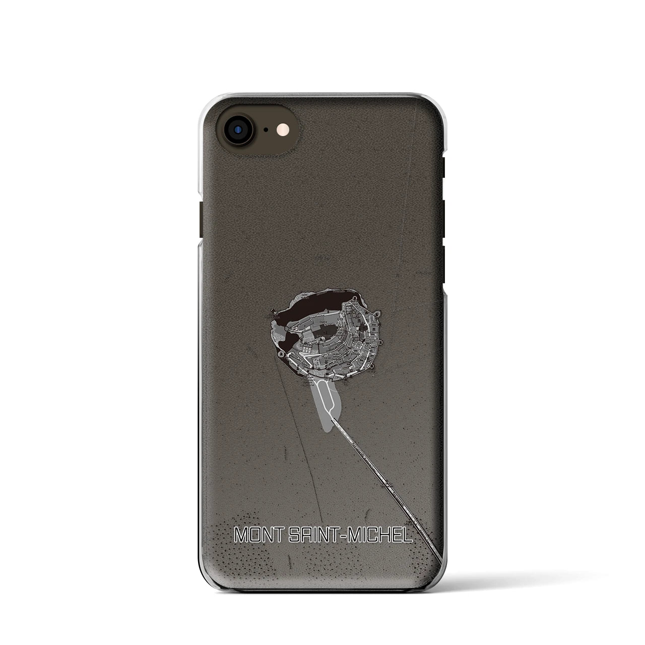 【モン・サン=ミシェル(フランス)】地図柄iPhoneケース(クリアタイプ)モノトーン・iPhone SE(第3 / 第2世代) / 8 / 7 / 6s / 6 用