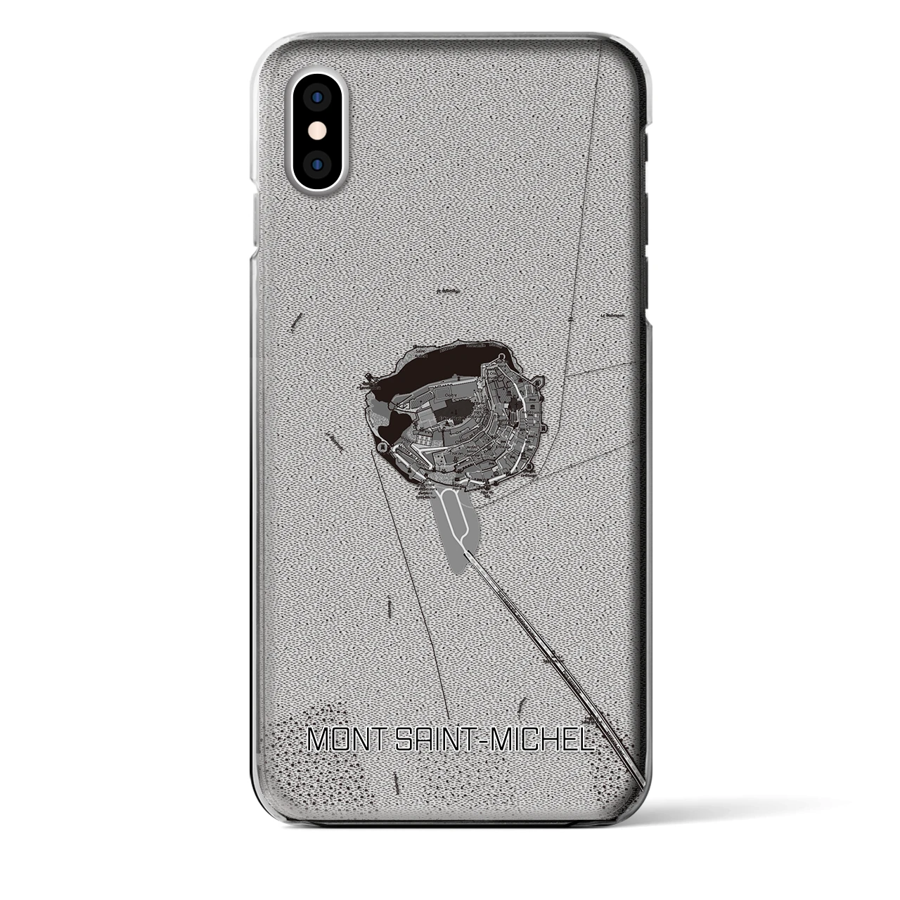 【モン・サン=ミシェル(フランス)】地図柄iPhoneケース(クリアタイプ)モノトーン・iPhone XS Max 用