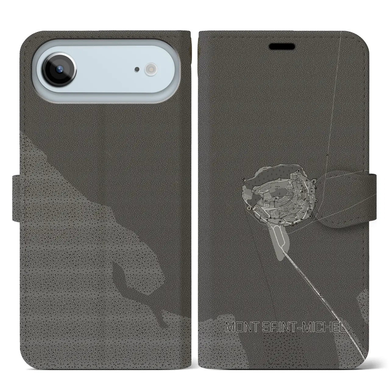 【モン・サン=ミシェル(フランス)】地図柄iPhoneケース(手帳タイプ)