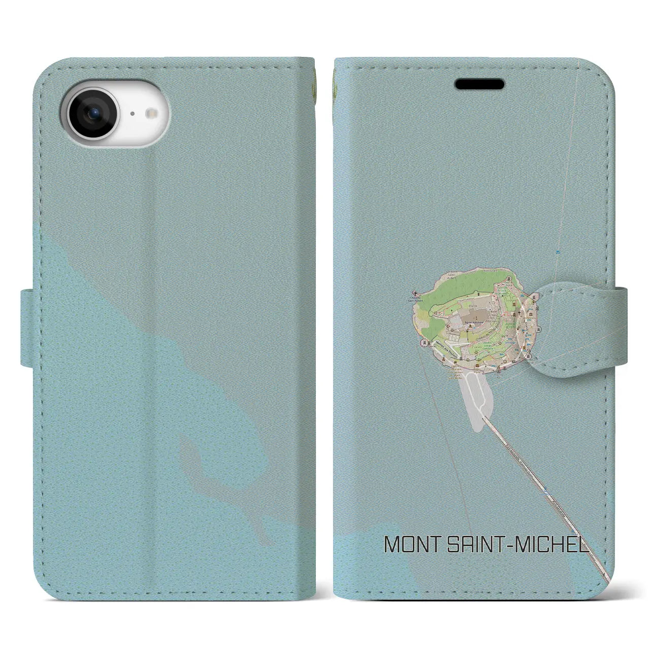 【モン・サン=ミシェル(フランス)】地図柄iPhoneケース(手帳タイプ)