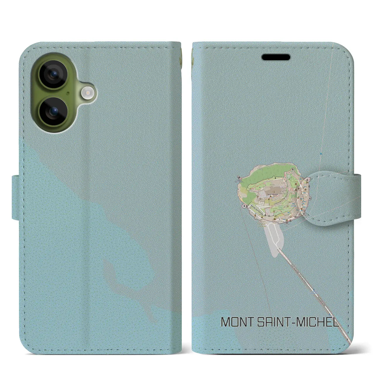 【モン・サン=ミシェル(フランス)】地図柄iPhoneケース(手帳タイプ)