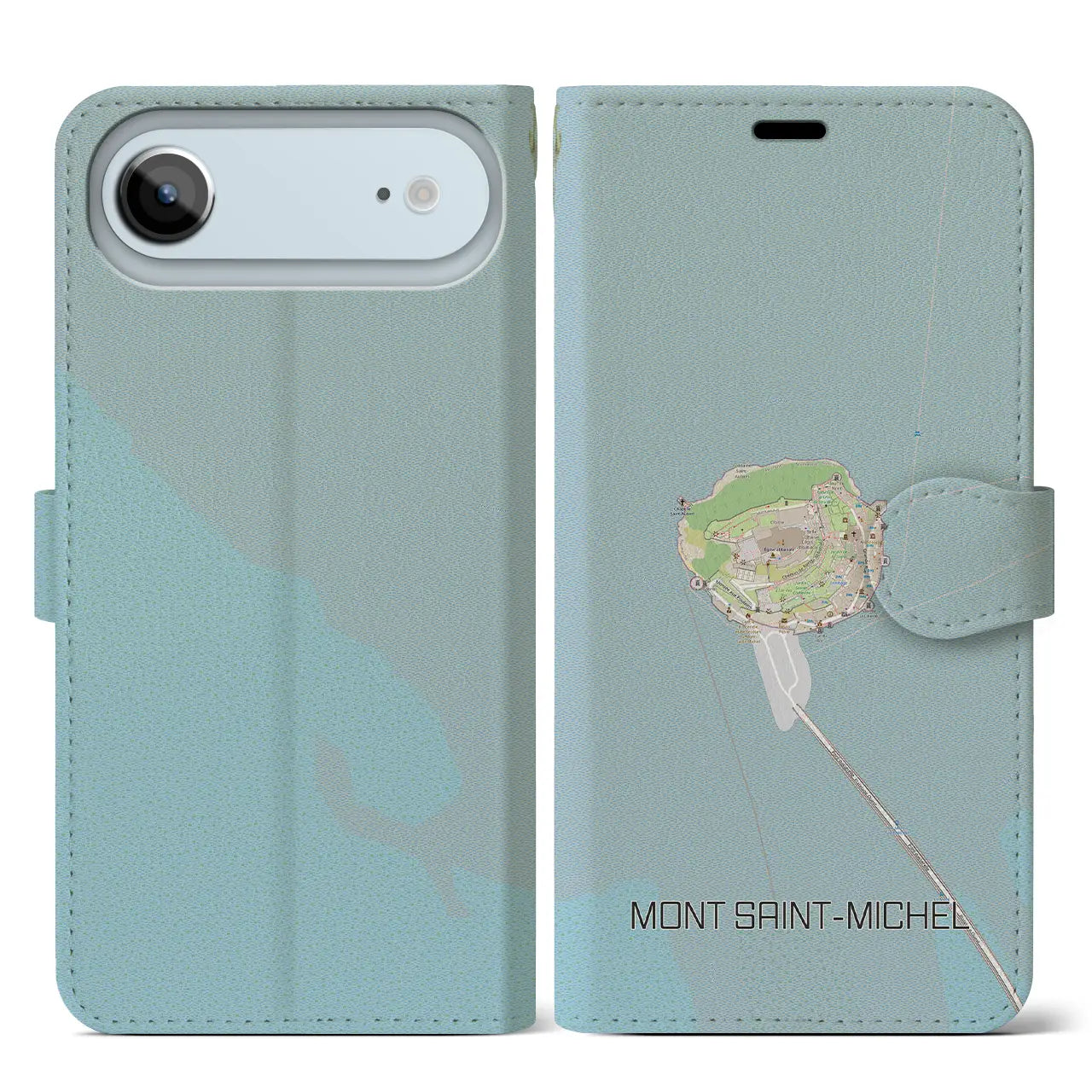 【モン・サン=ミシェル(フランス)】地図柄iPhoneケース(手帳タイプ)