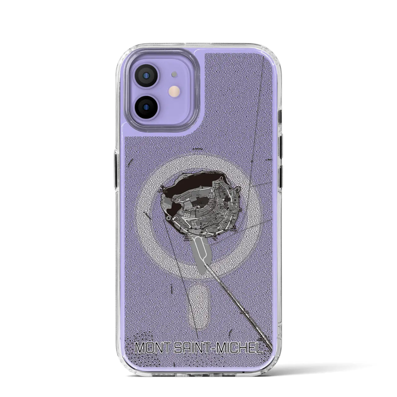 【モン・サン=ミシェル(フランス)】地図柄iPhoneケース(MagSafeタイプ)