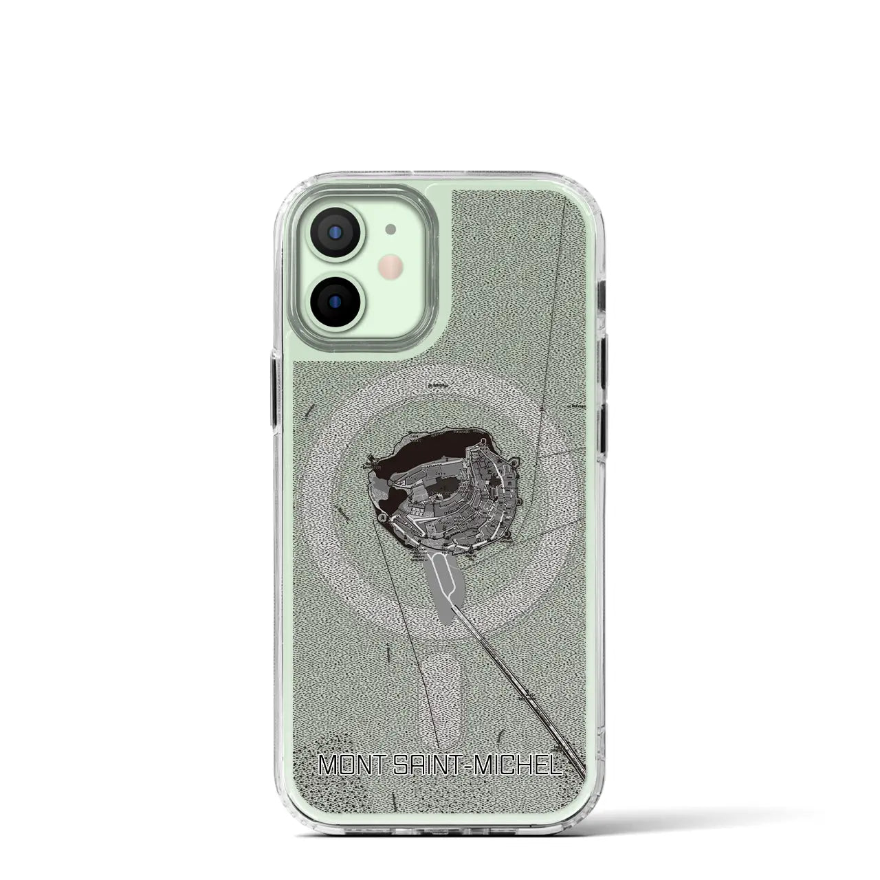 【モン・サン=ミシェル(フランス)】地図柄iPhoneケース(MagSafeタイプ)