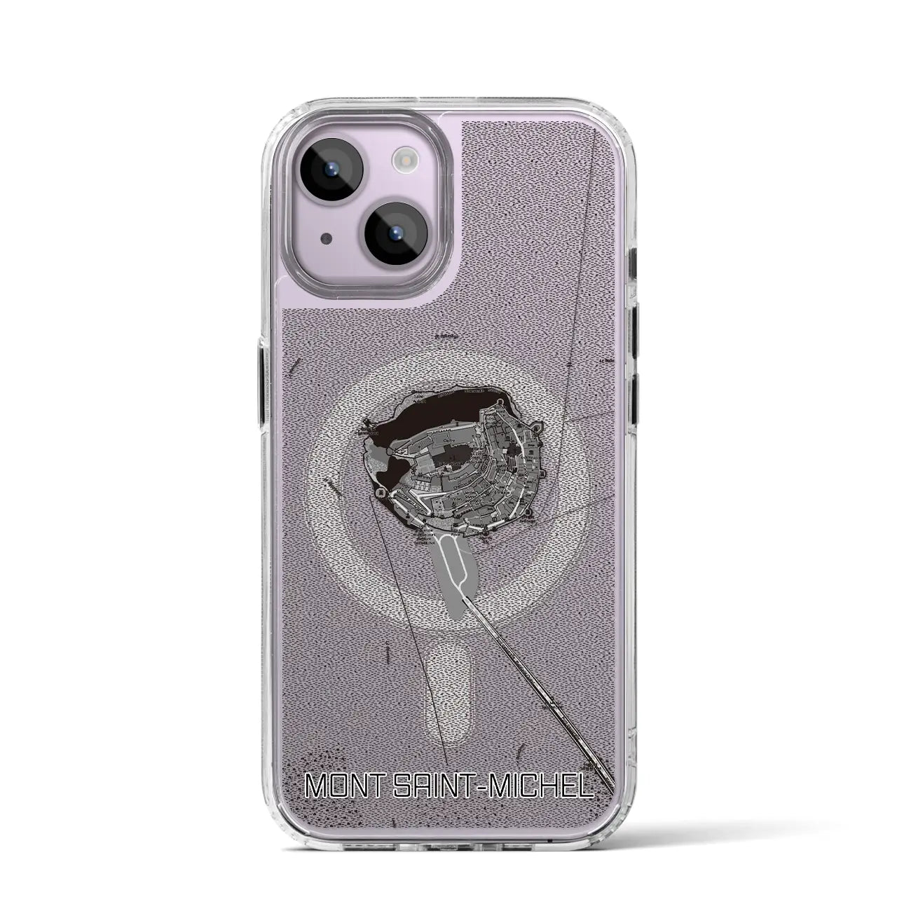 【モン・サン=ミシェル(フランス)】地図柄iPhoneケース(MagSafeタイプ)