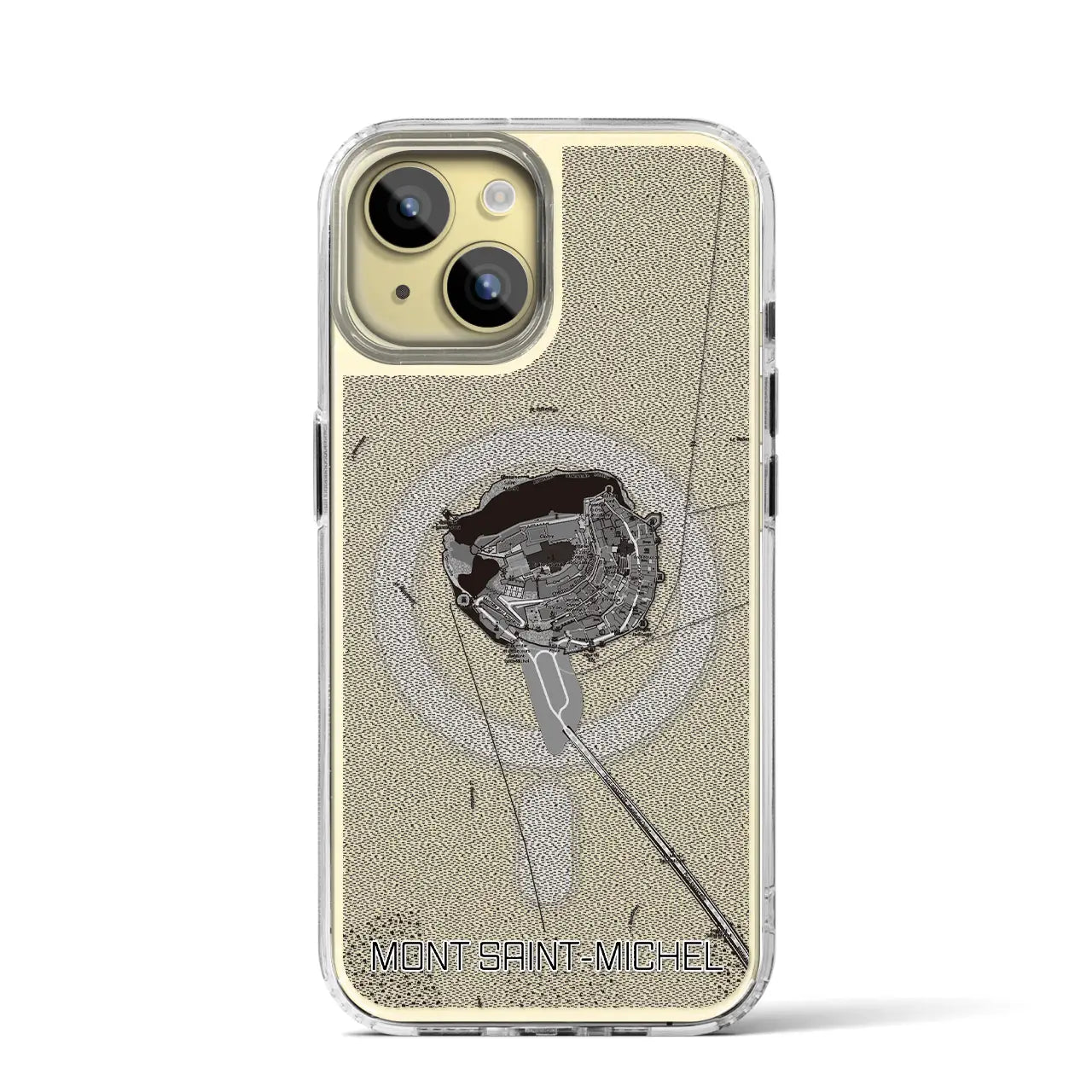 【モン・サン=ミシェル(フランス)】地図柄iPhoneケース(MagSafeタイプ)