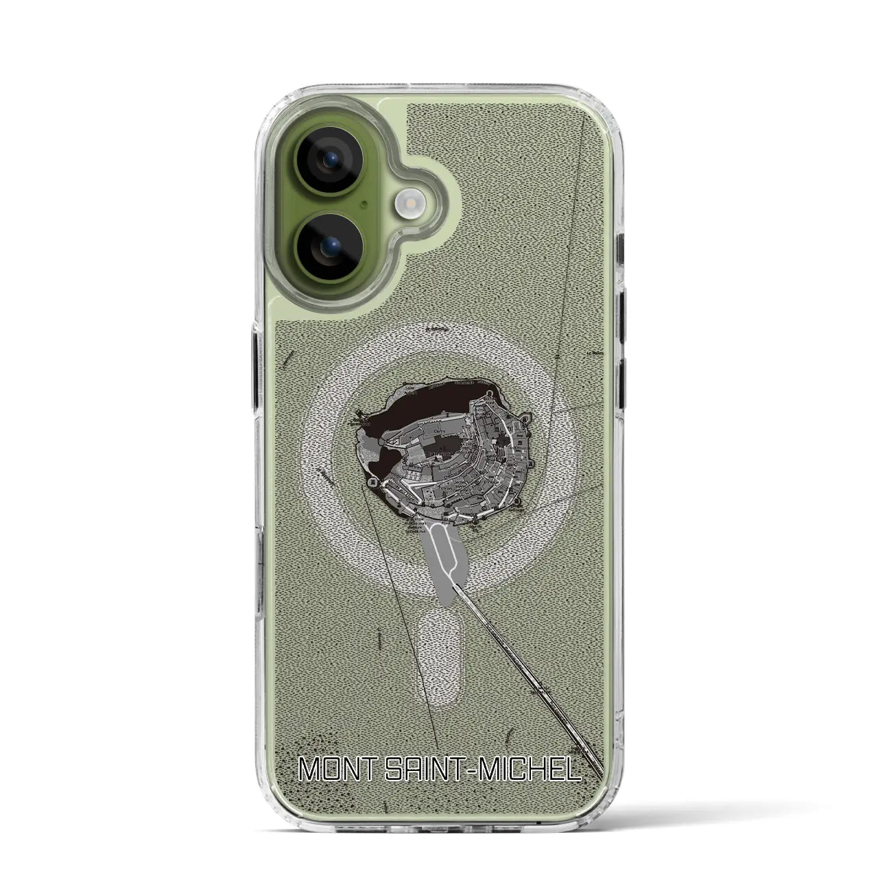 【モン・サン=ミシェル(フランス)】地図柄iPhoneケース(MagSafeタイプ)