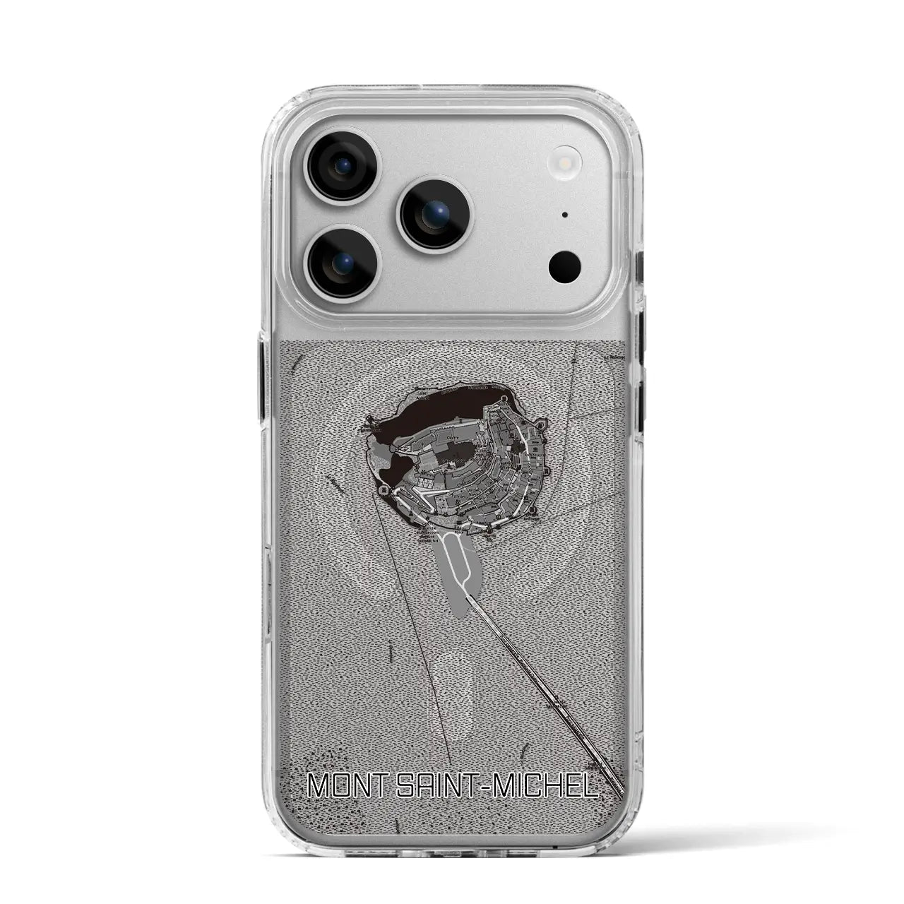 【モン・サン=ミシェル(フランス)】地図柄iPhoneケース(MagSafeタイプ)