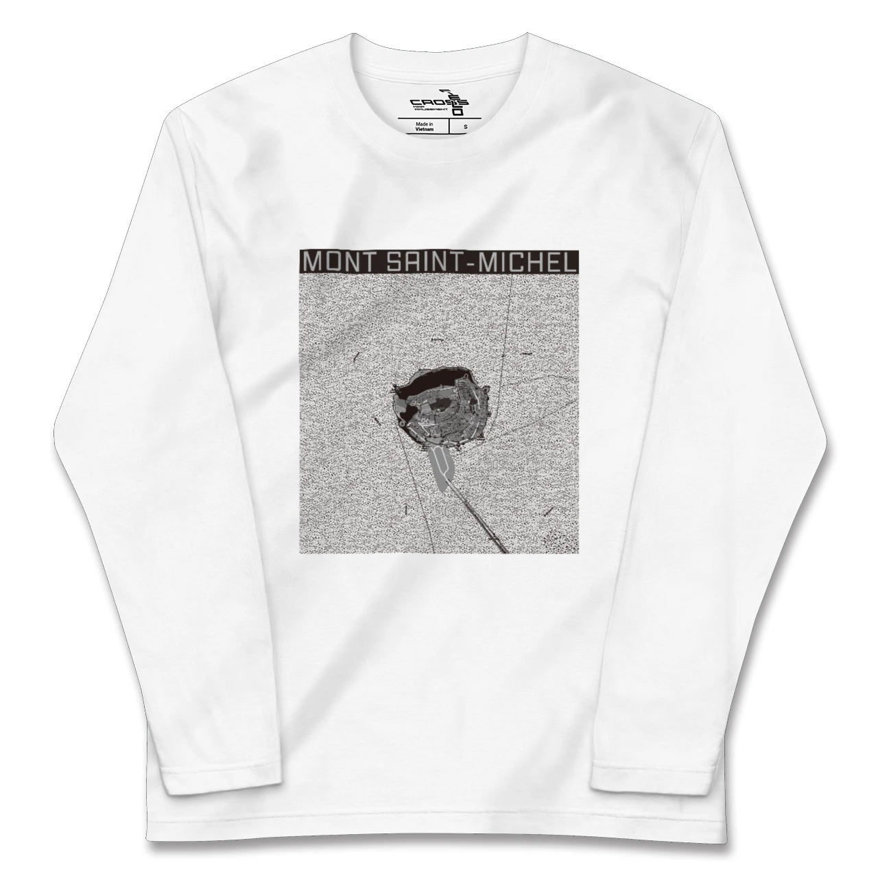 【モン・サン=ミシェル(フランス)】地図柄ロングスリーブTシャツ