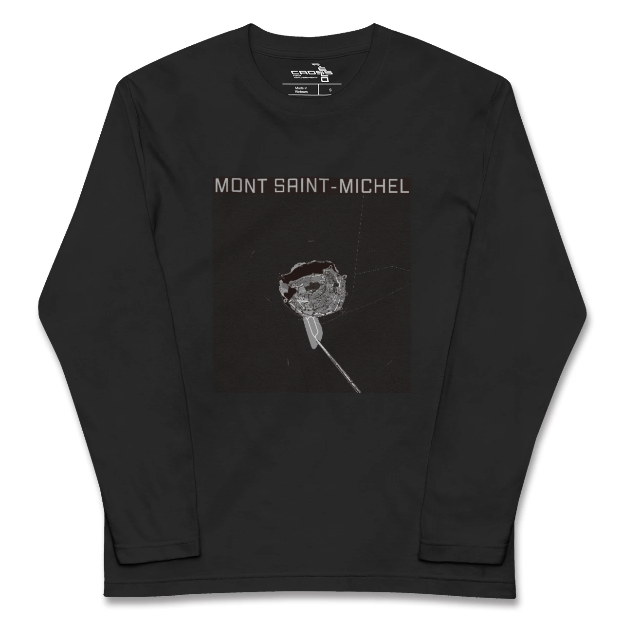 【モン・サン=ミシェル(フランス)】地図柄ロングスリーブTシャツ