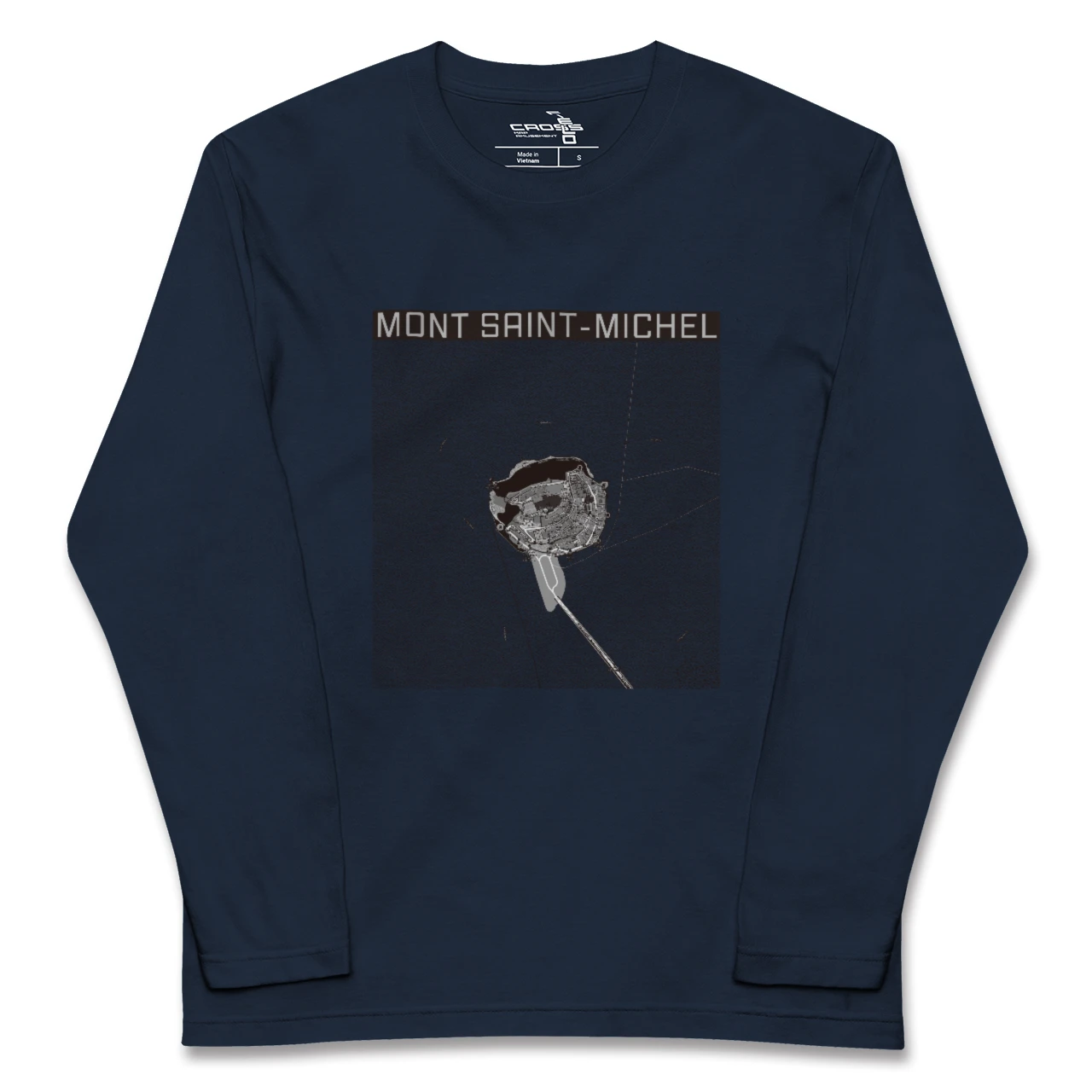 【モン・サン=ミシェル(フランス)】地図柄ロングスリーブTシャツ