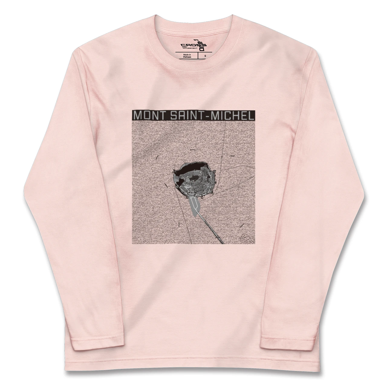 【モン・サン=ミシェル(フランス)】地図柄ロングスリーブTシャツ
