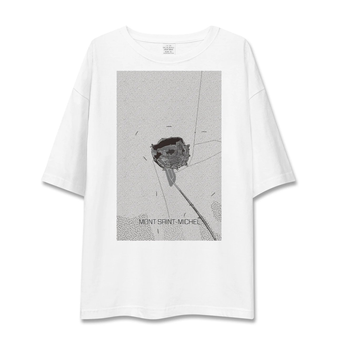 【モン・サン=ミシェル(フランス)】地図柄ビッグシルエットTシャツ