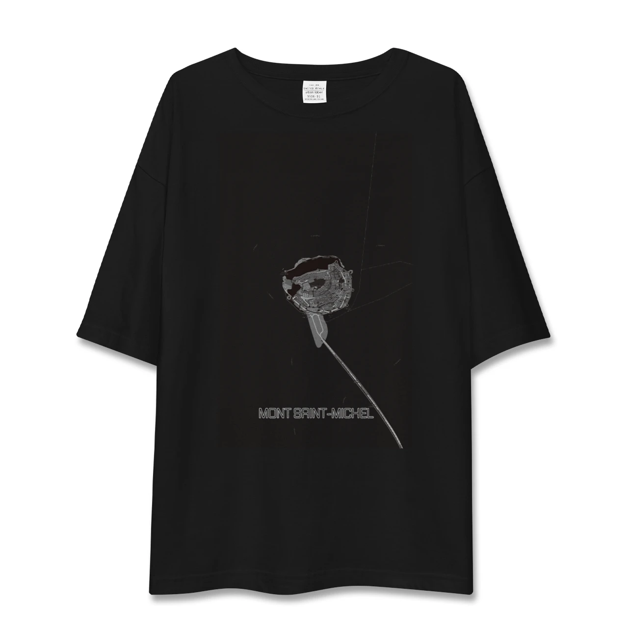 【モン・サン=ミシェル(フランス)】地図柄ビッグシルエットTシャツ