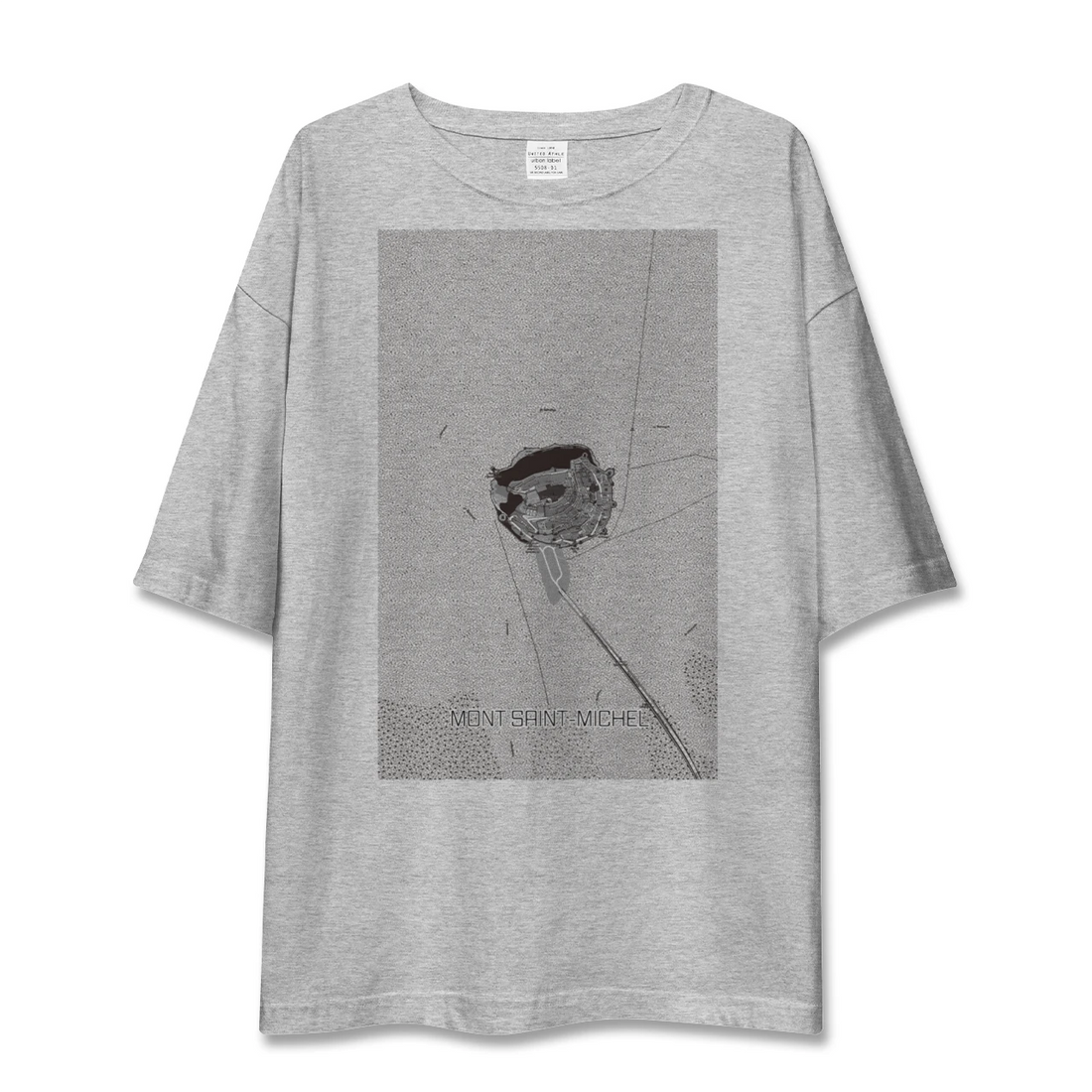 【モン・サン=ミシェル(フランス)】地図柄ビッグシルエットTシャツ