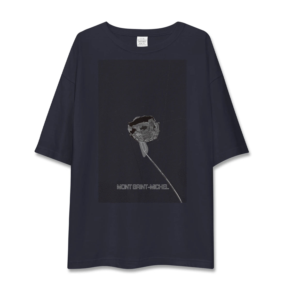 【モン・サン=ミシェル(フランス)】地図柄ビッグシルエットTシャツ