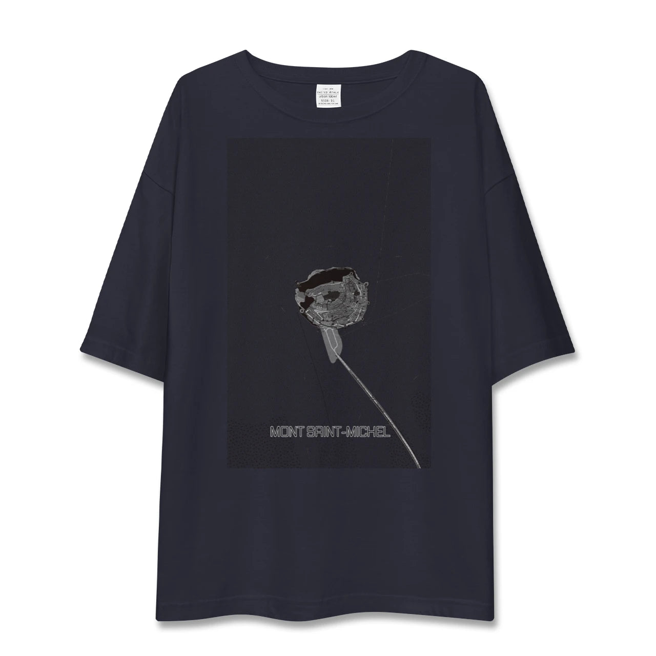 【モン・サン=ミシェル(フランス)】地図柄ビッグシルエットTシャツ