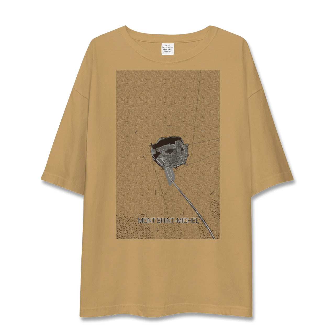 【モン・サン=ミシェル(フランス)】地図柄ビッグシルエットTシャツ