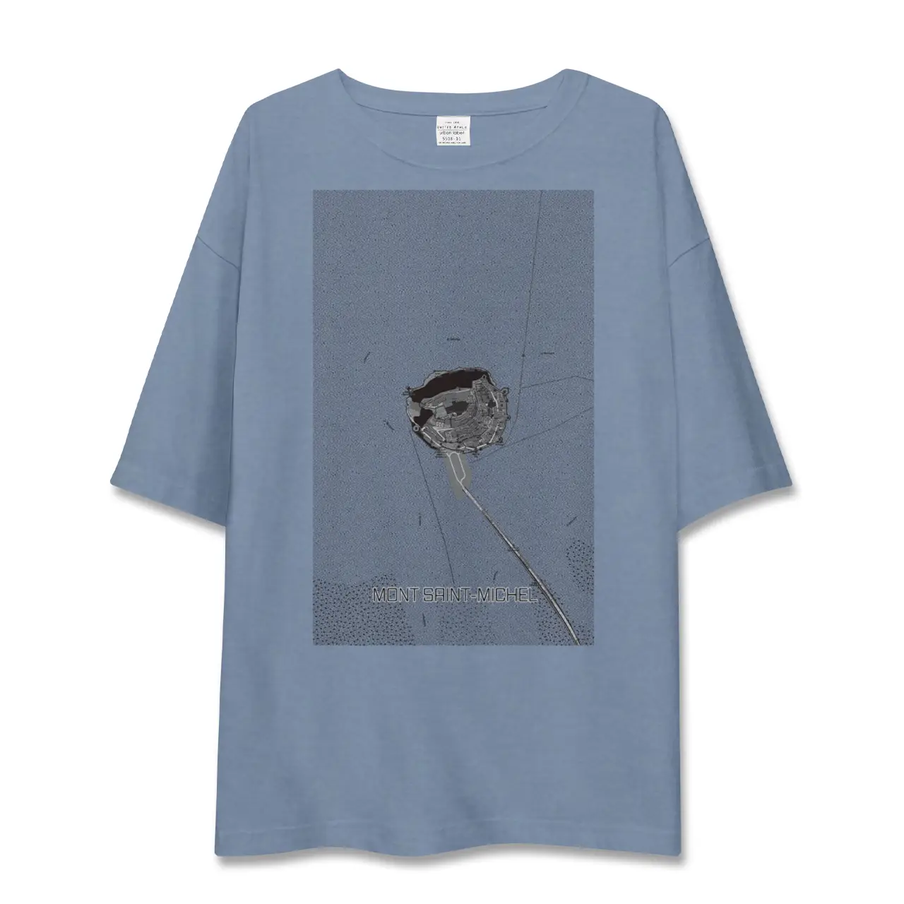 【モン・サン=ミシェル(フランス)】地図柄ビッグシルエットTシャツ