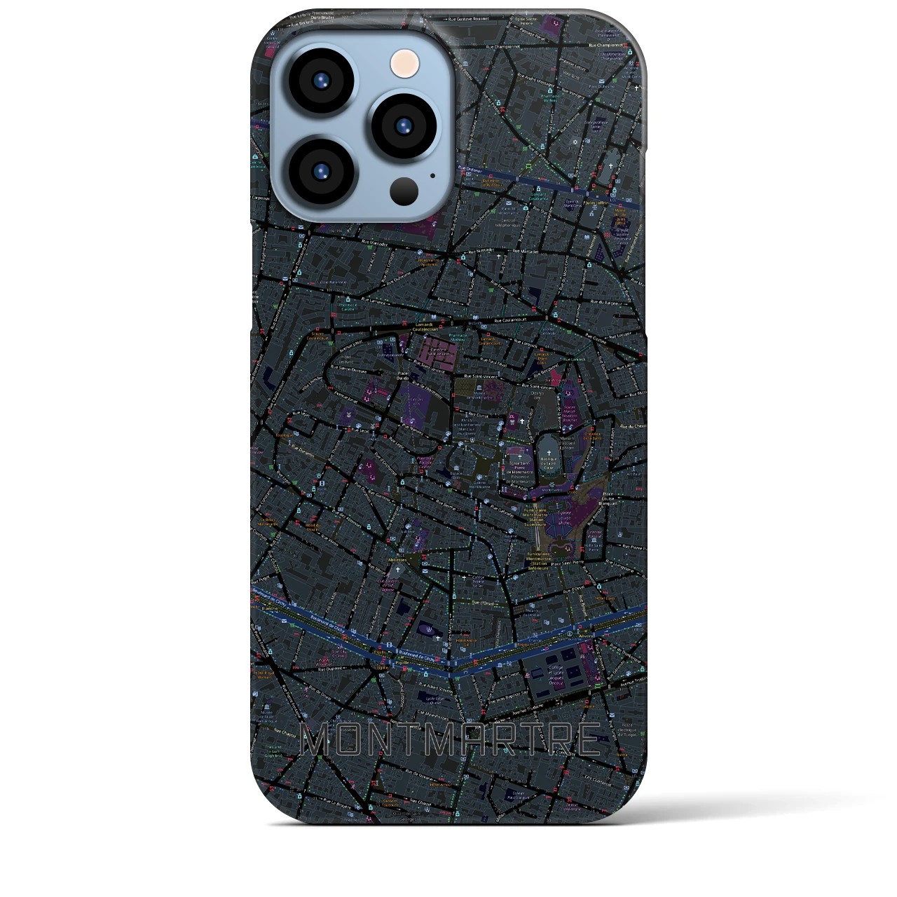 【モンマルトル(フランス)】地図柄iPhoneケース(バックカバータイプ)