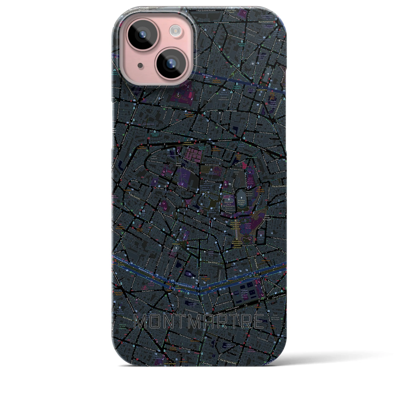 【モンマルトル(フランス)】地図柄iPhoneケース(バックカバータイプ)