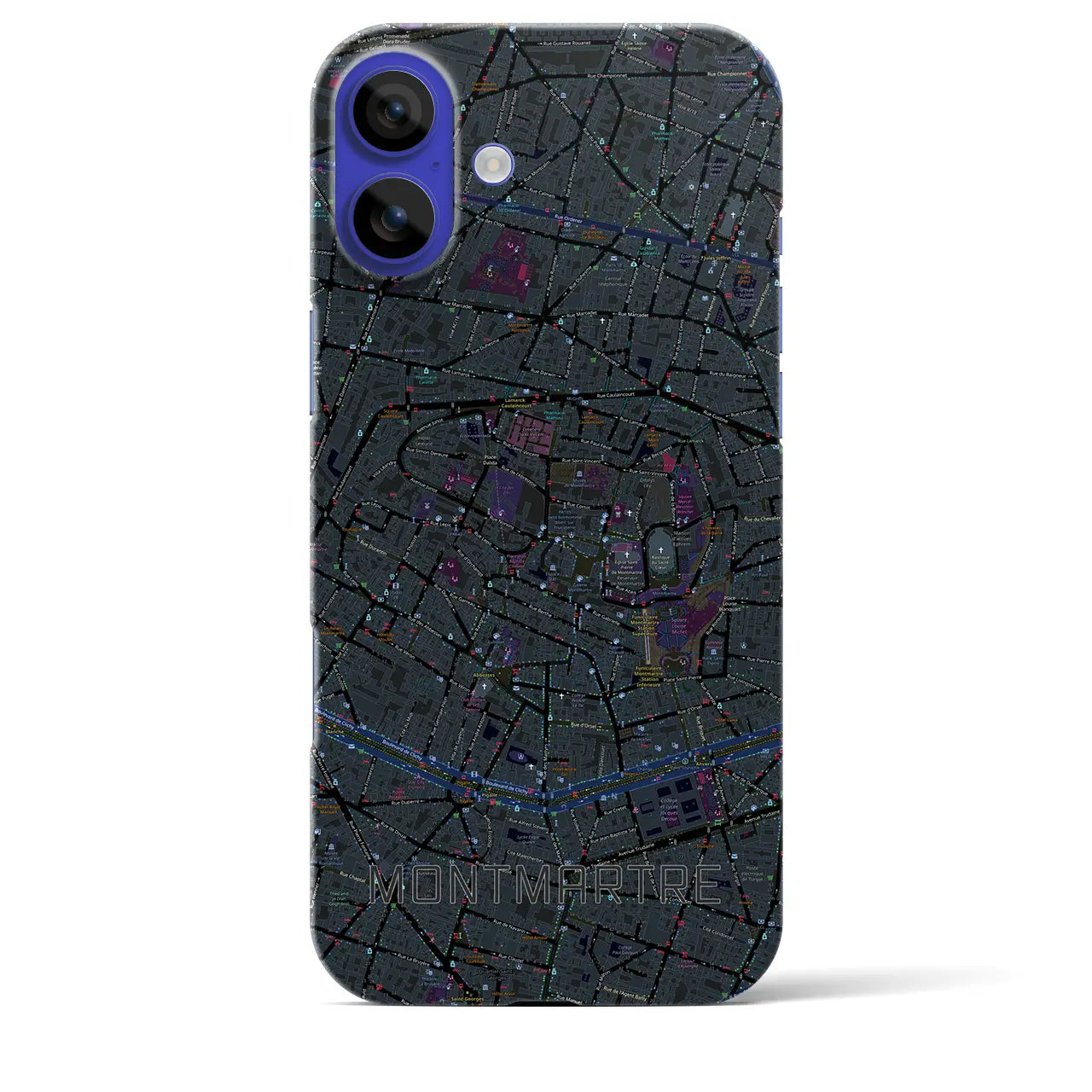 【モンマルトル(フランス)】地図柄iPhoneケース(バックカバータイプ)
