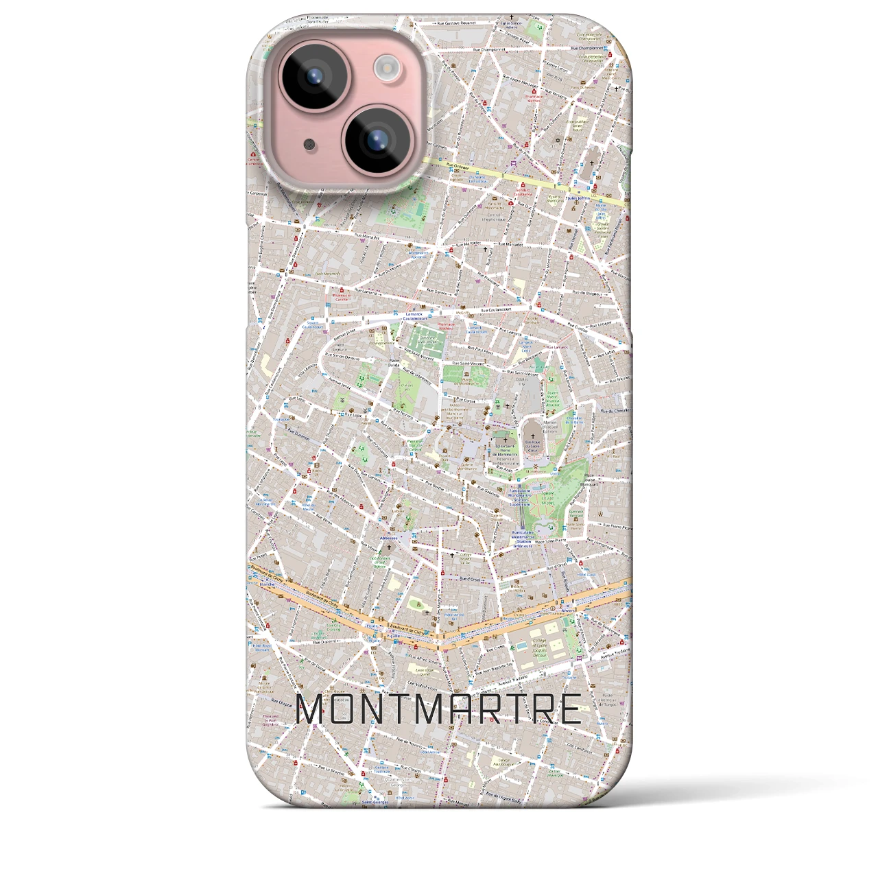 【モンマルトル(フランス)】地図柄iPhoneケース(バックカバータイプ)