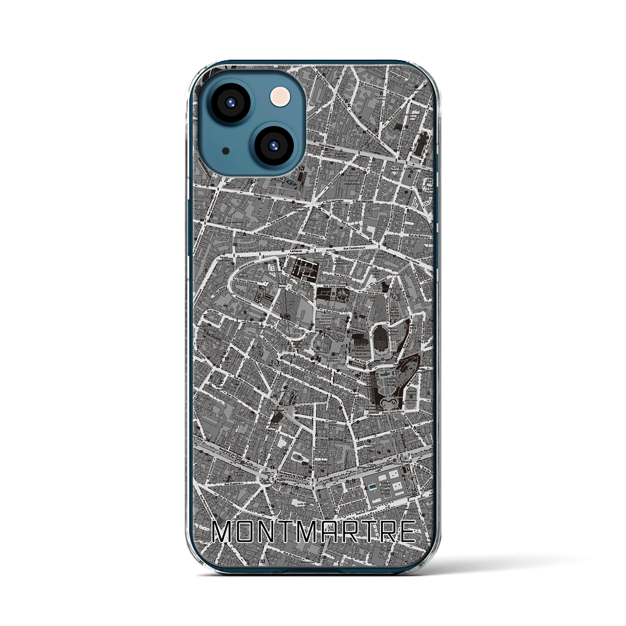 【モンマルトル(フランス)】地図柄iPhoneケース(クリアタイプ)