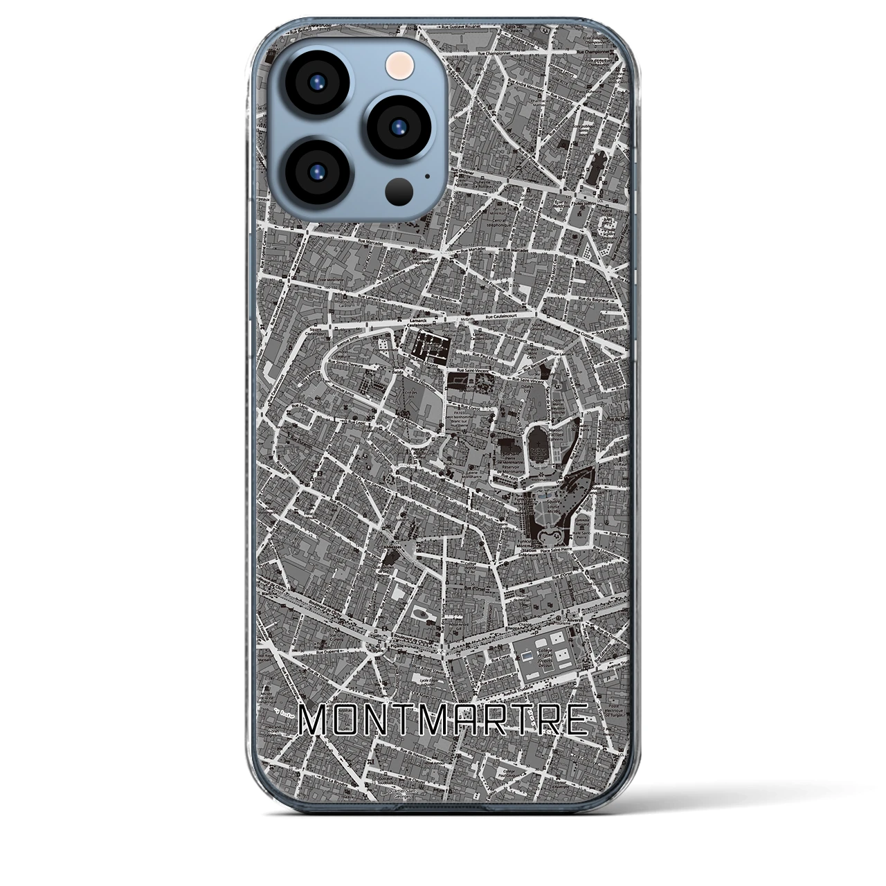 【モンマルトル(フランス)】地図柄iPhoneケース(クリアタイプ)
