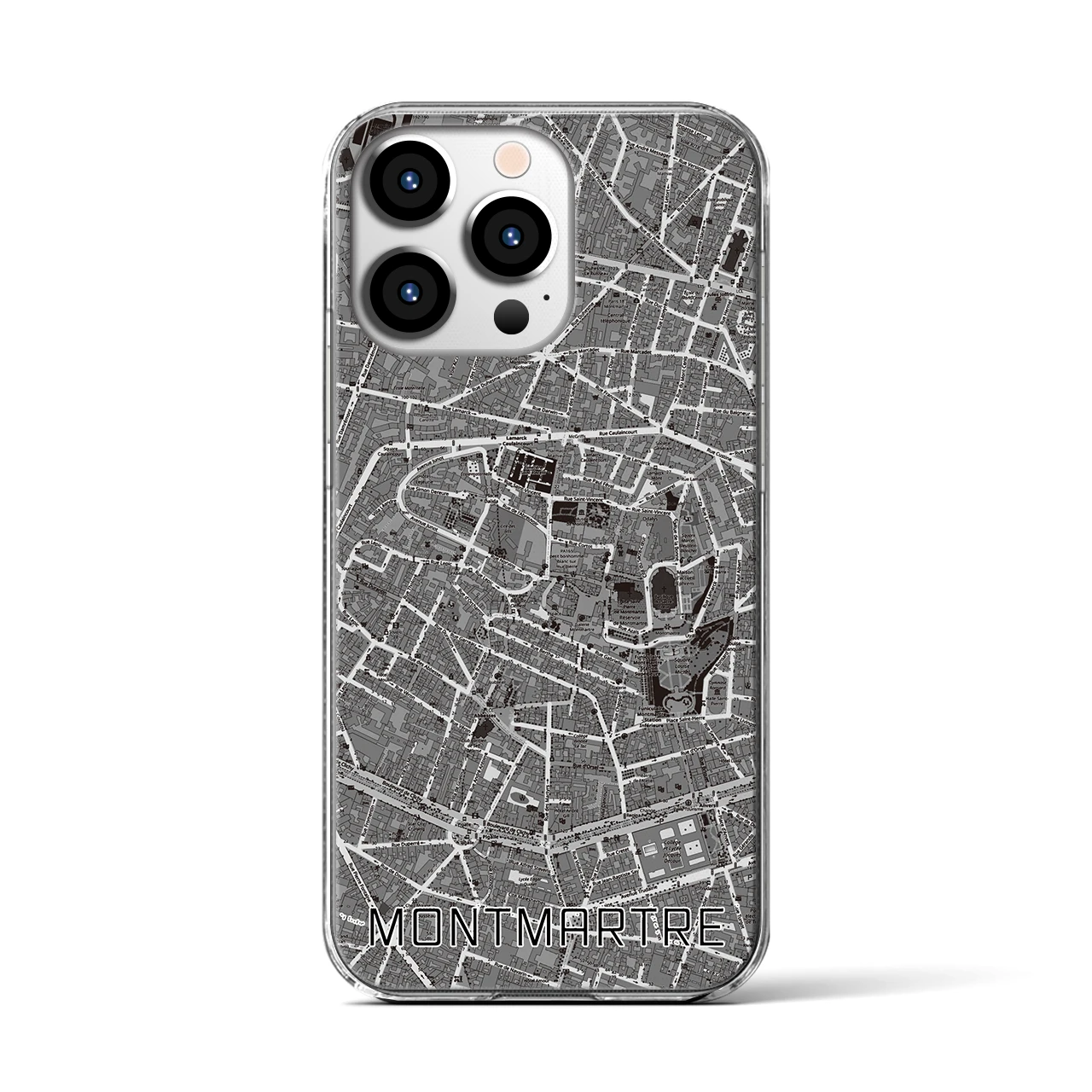 【モンマルトル(フランス)】地図柄iPhoneケース(クリアタイプ)