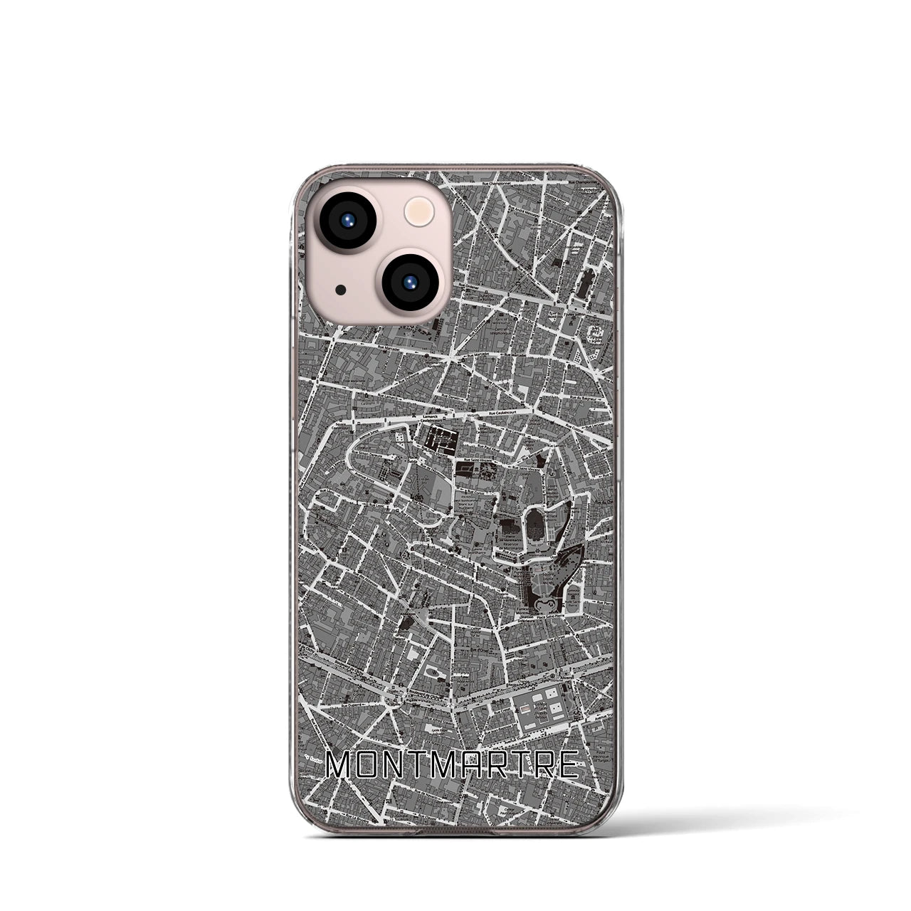 【モンマルトル(フランス)】地図柄iPhoneケース(クリアタイプ)