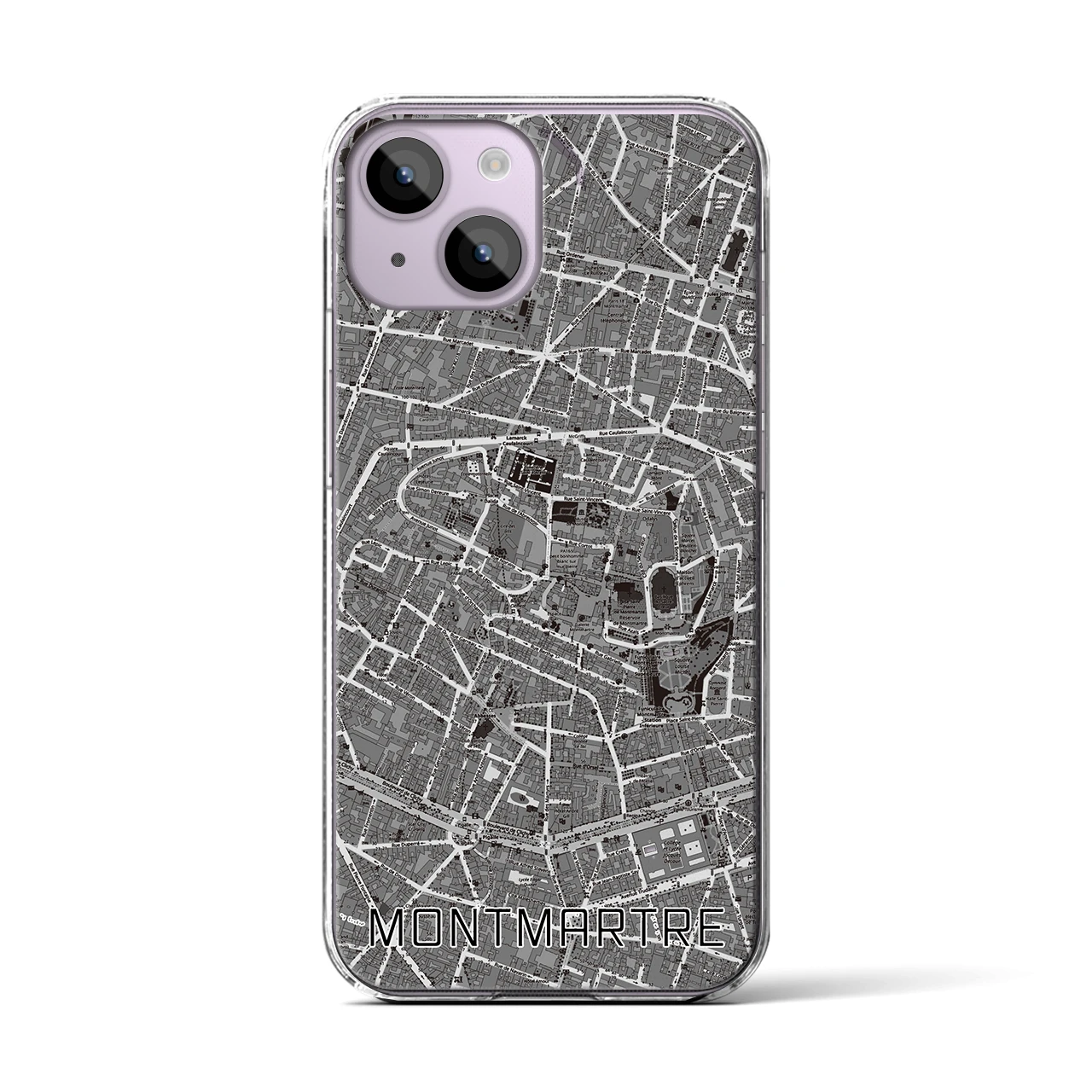 【モンマルトル(フランス)】地図柄iPhoneケース(クリアタイプ)