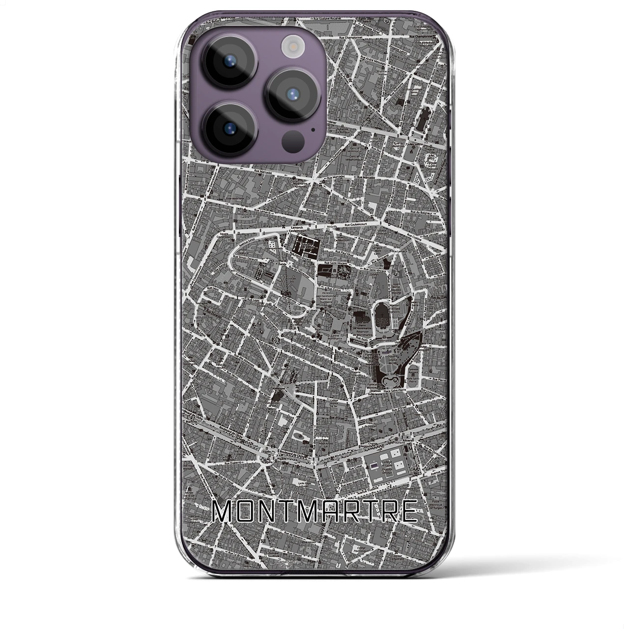 【モンマルトル(フランス)】地図柄iPhoneケース(クリアタイプ)