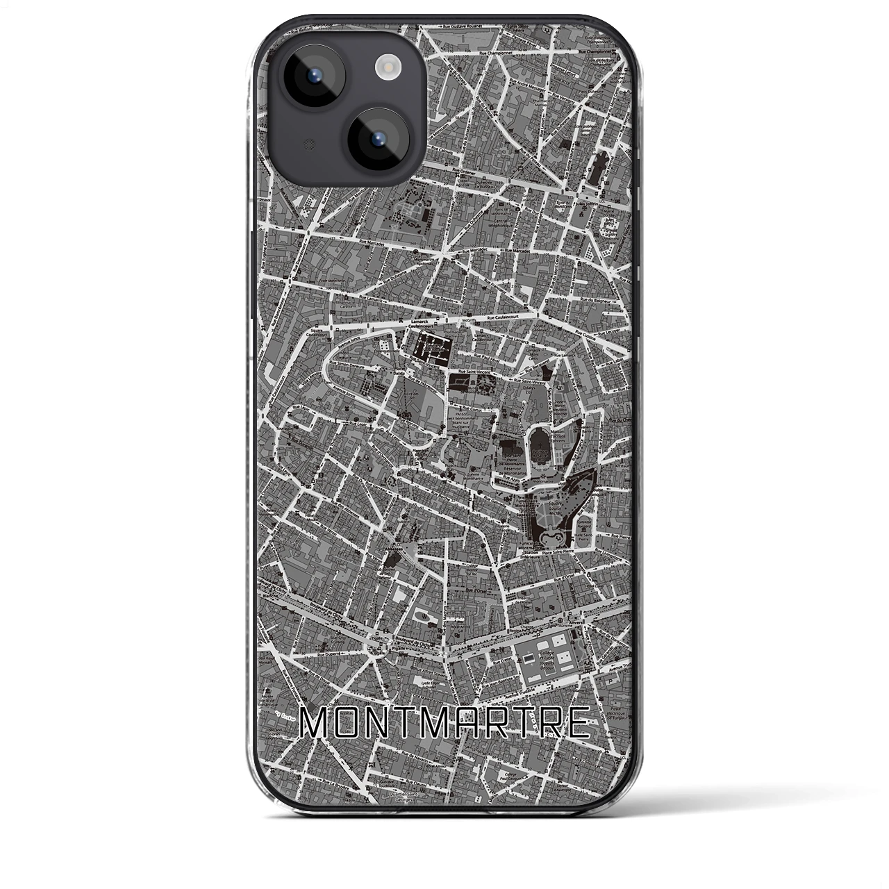 【モンマルトル(フランス)】地図柄iPhoneケース(クリアタイプ)