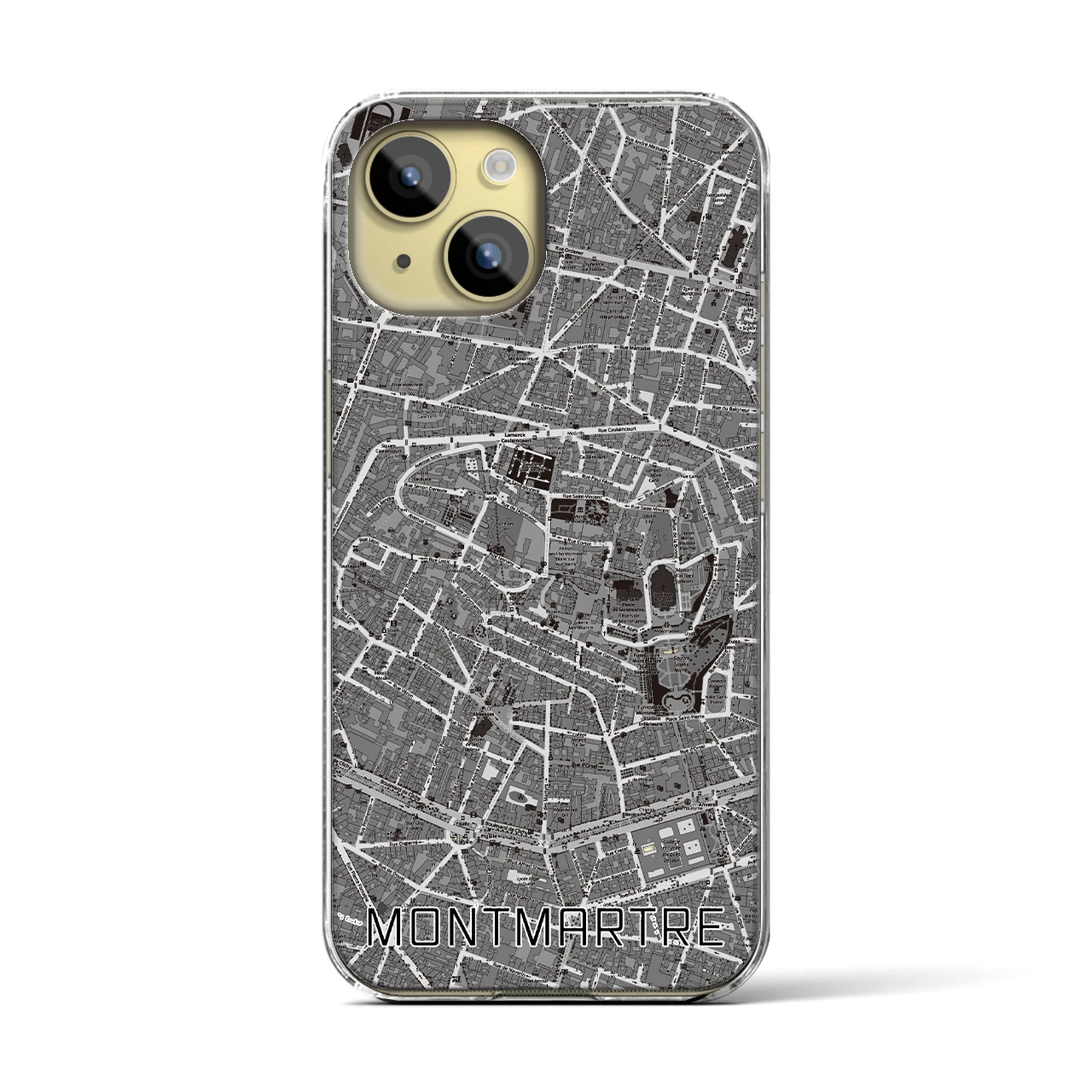 【モンマルトル(フランス)】地図柄iPhoneケース(クリアタイプ)
