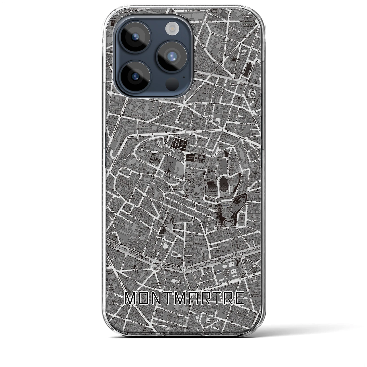【モンマルトル(フランス)】地図柄iPhoneケース(クリアタイプ)