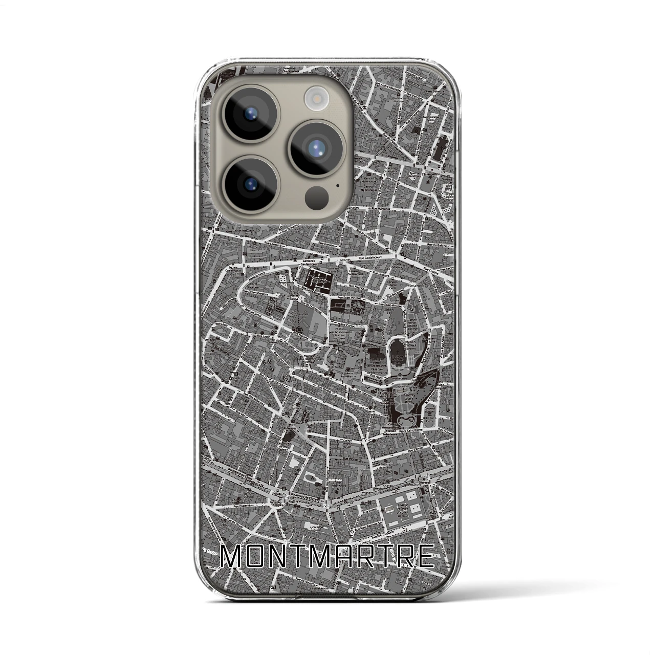 【モンマルトル(フランス)】地図柄iPhoneケース(クリアタイプ)