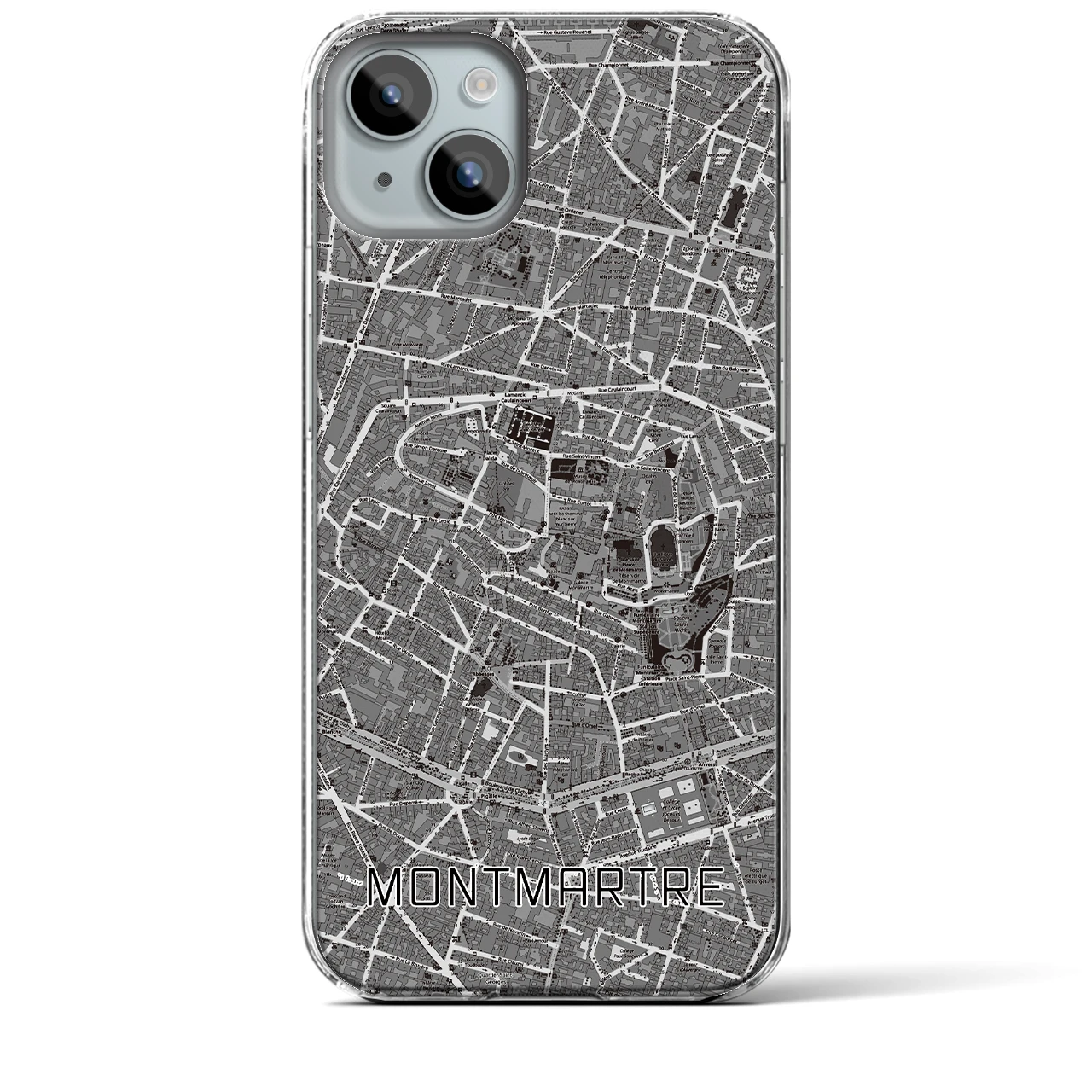 【モンマルトル(フランス)】地図柄iPhoneケース(クリアタイプ)