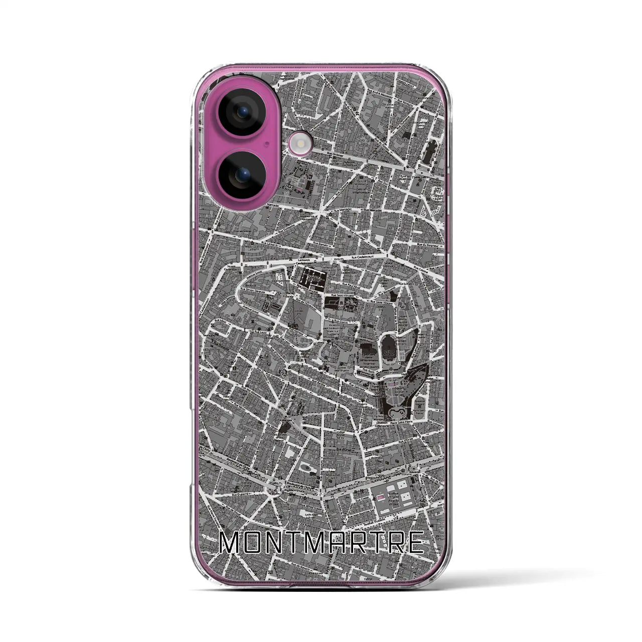 【モンマルトル(フランス)】地図柄iPhoneケース(クリアタイプ)