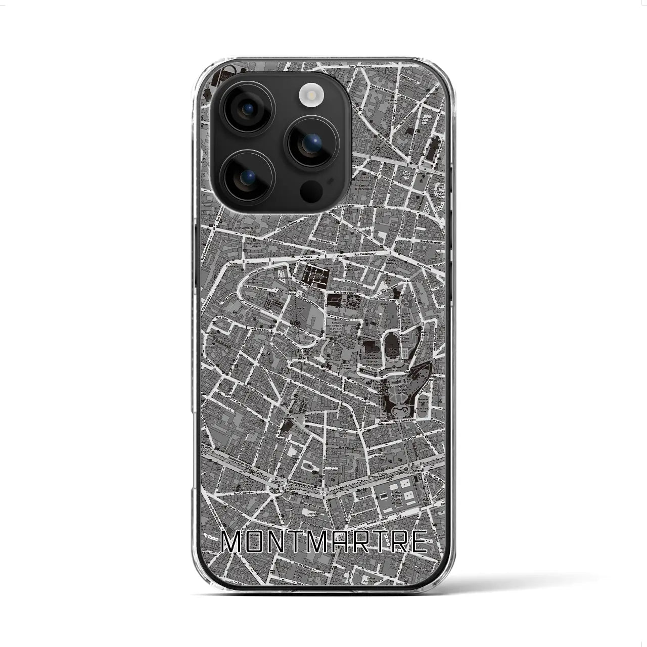 【モンマルトル(フランス)】地図柄iPhoneケース(クリアタイプ)