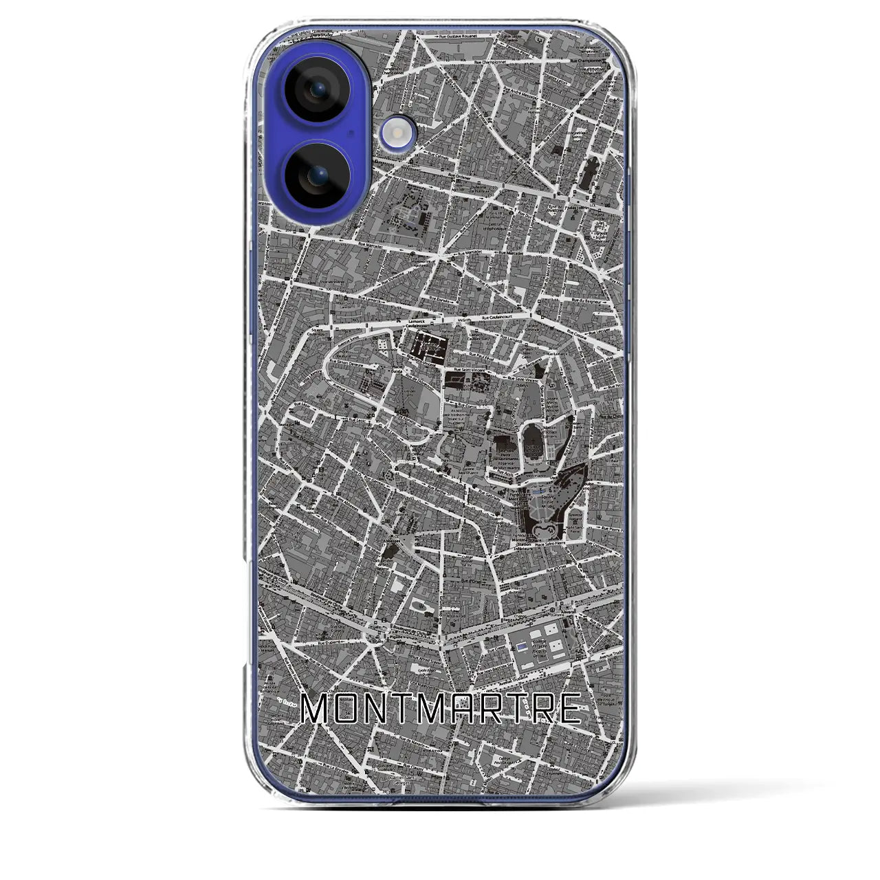 【モンマルトル(フランス)】地図柄iPhoneケース(クリアタイプ)
