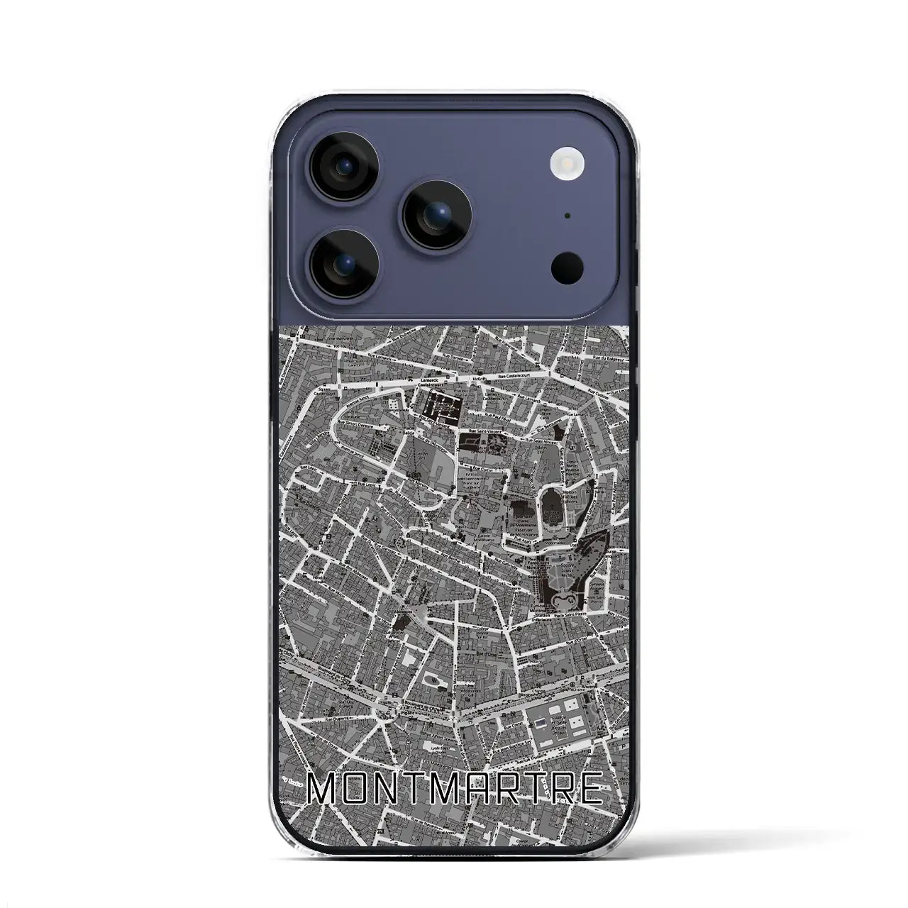 【モンマルトル(フランス)】地図柄iPhoneケース(クリアタイプ)モノトーン・iPhone 17 Pro Max 用