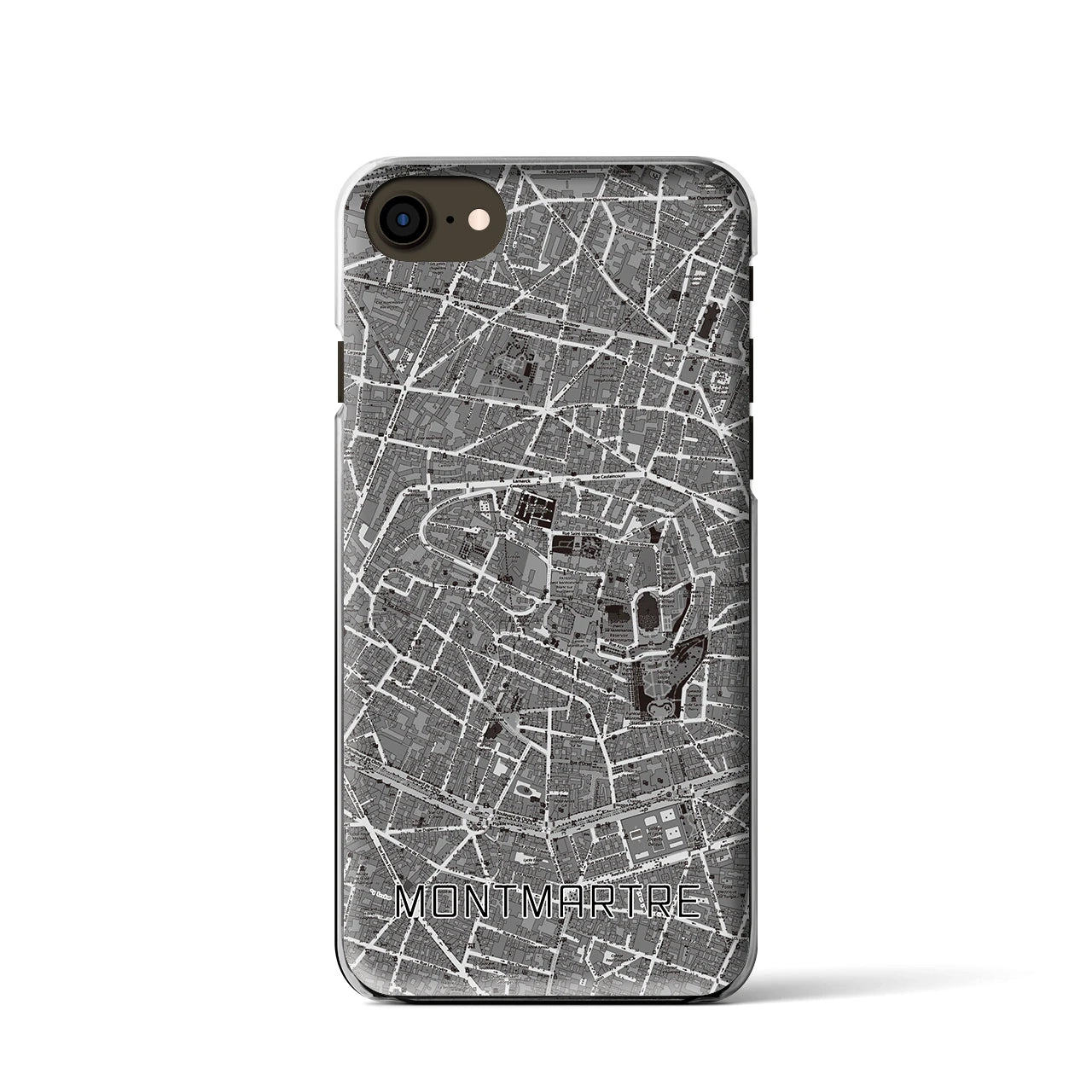 【モンマルトル(フランス)】地図柄iPhoneケース(クリアタイプ)