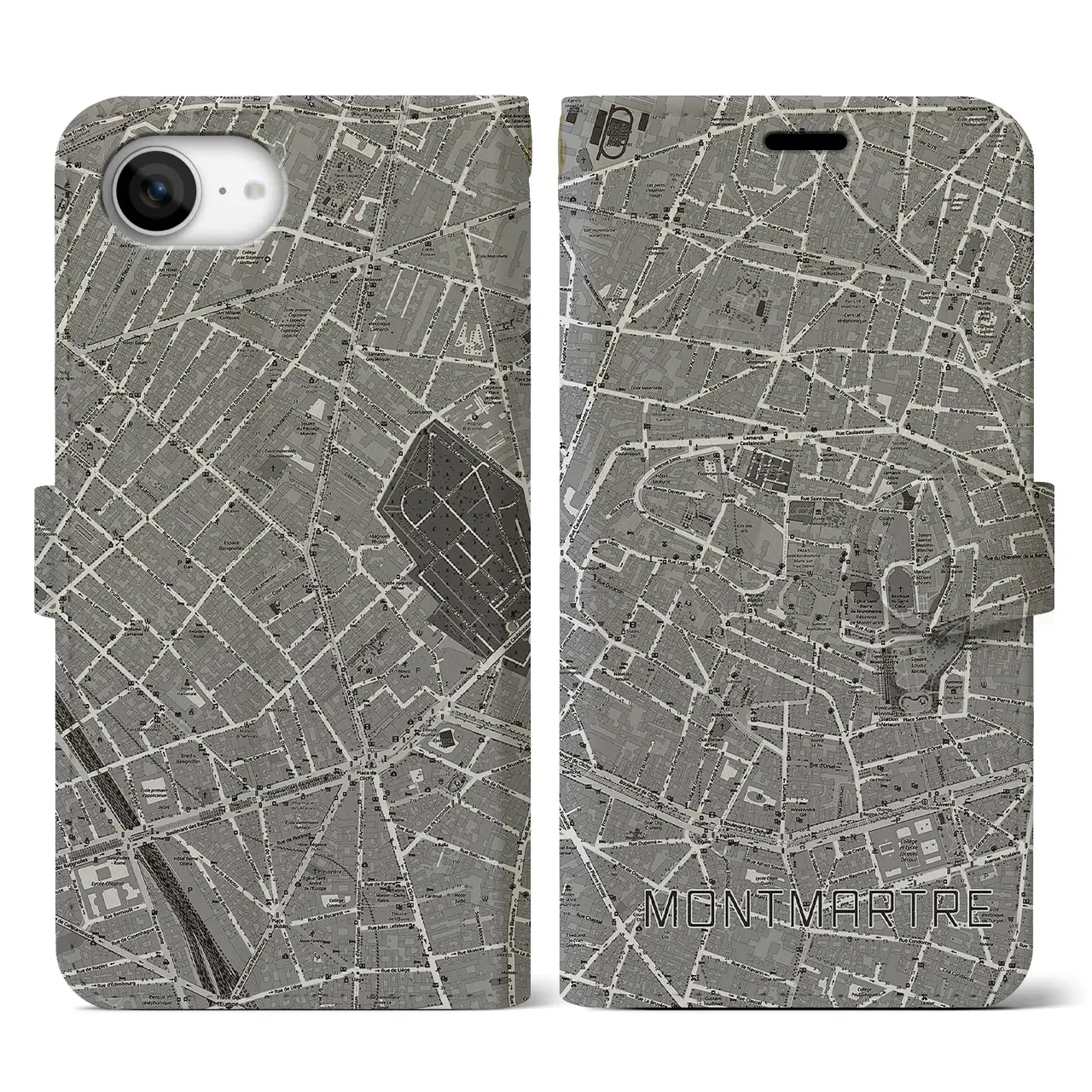 【モンマルトル(フランス)】地図柄iPhoneケース(手帳タイプ)