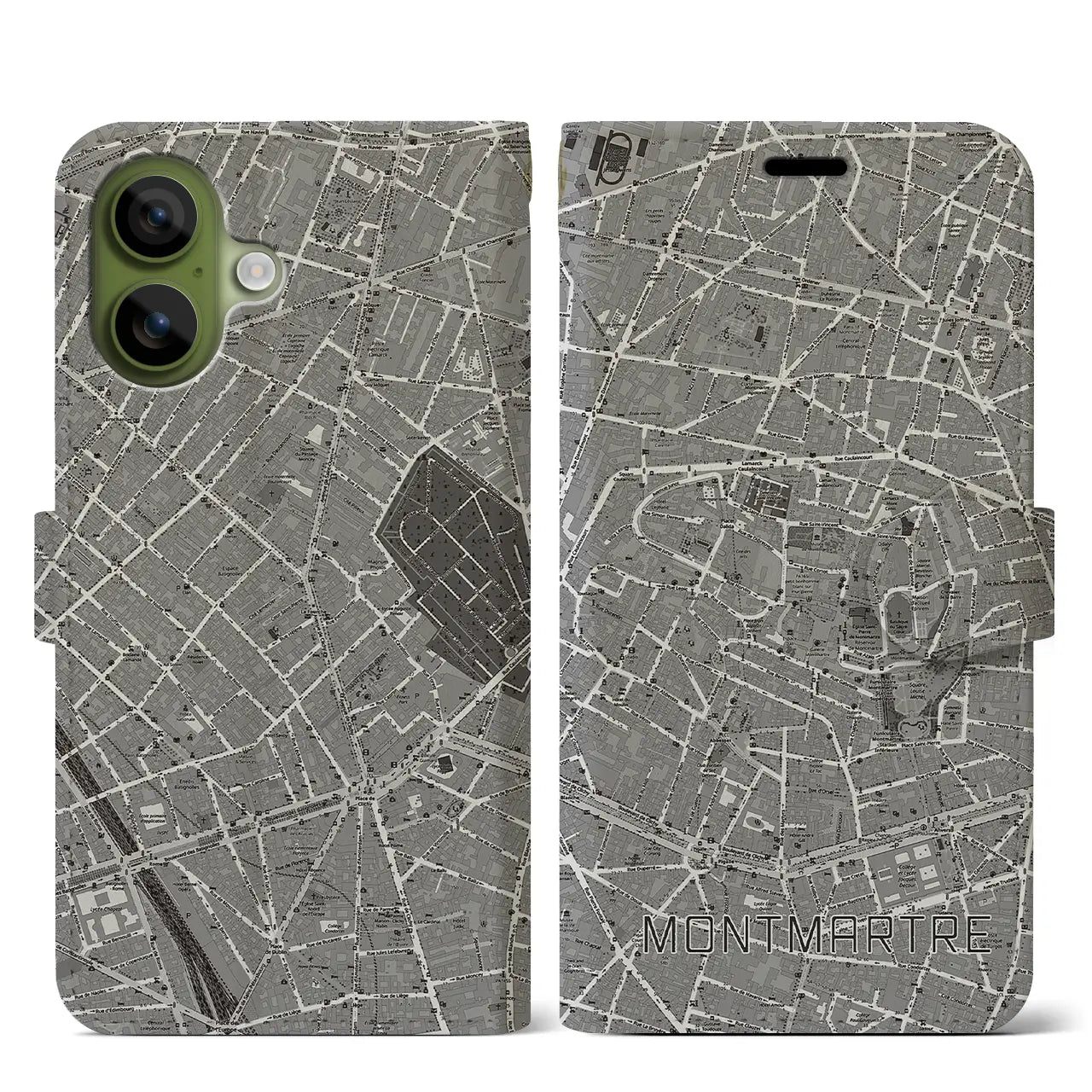 【モンマルトル(フランス)】地図柄iPhoneケース(手帳タイプ)