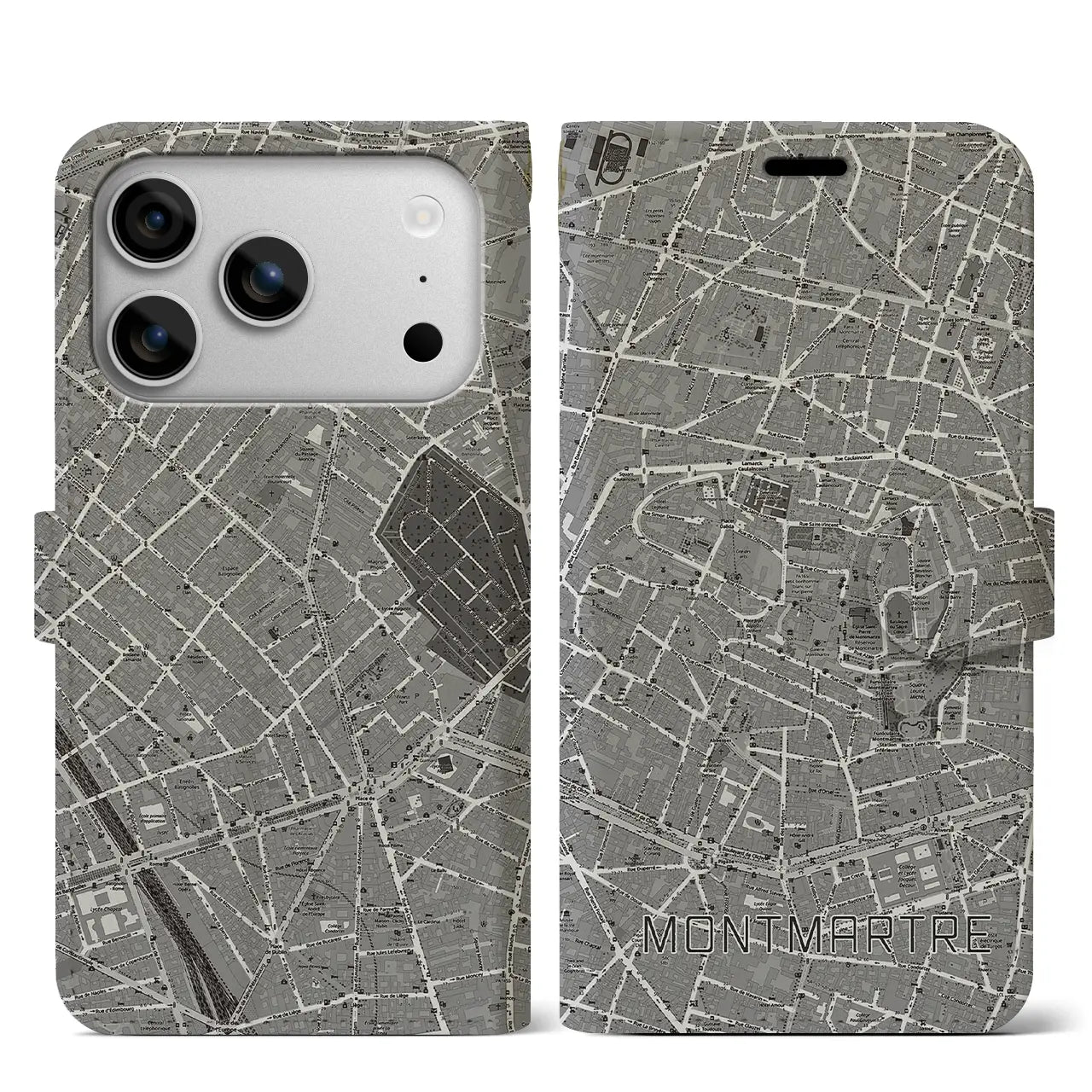 【モンマルトル(フランス)】地図柄iPhoneケース(手帳タイプ)