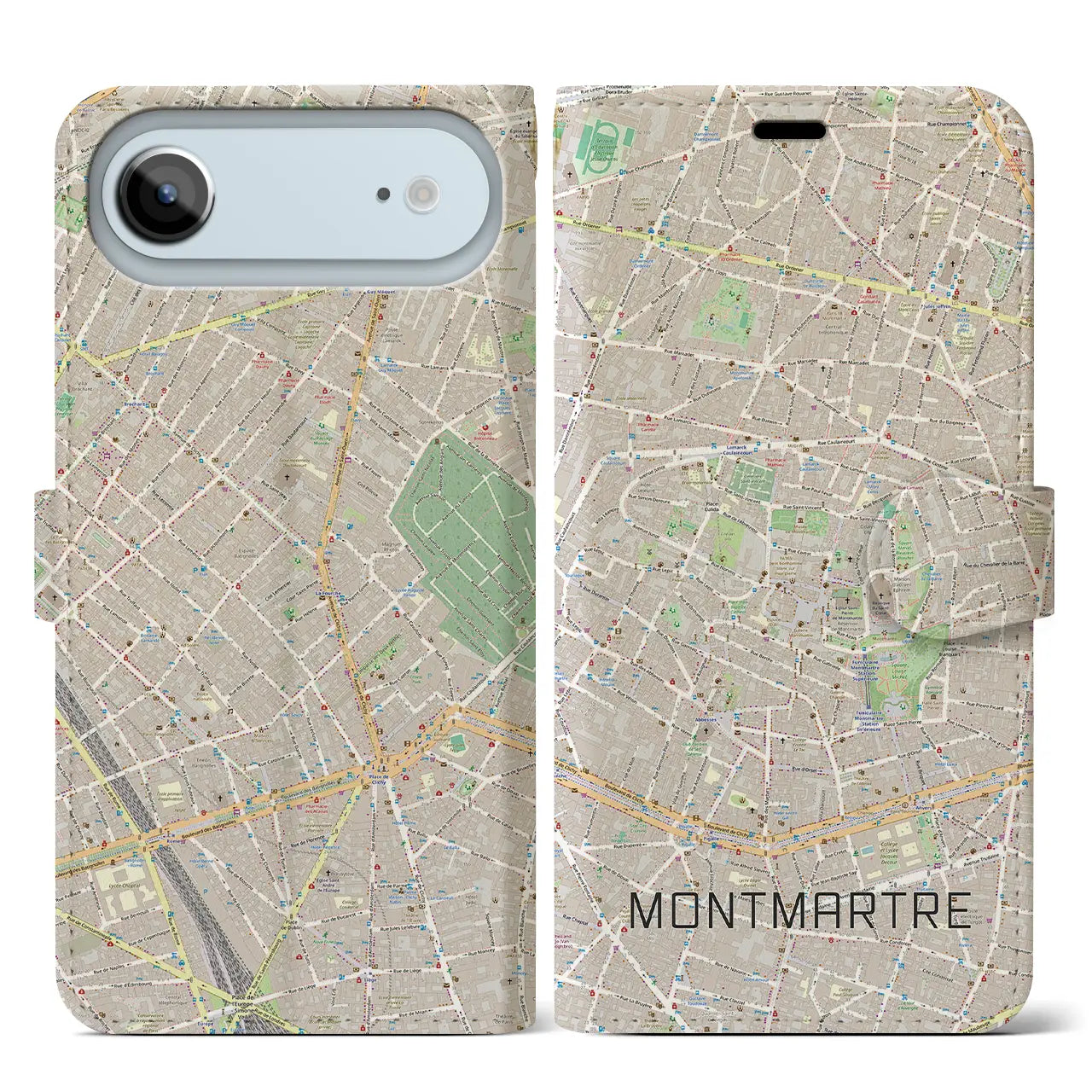 【モンマルトル(フランス)】地図柄iPhoneケース(手帳タイプ)